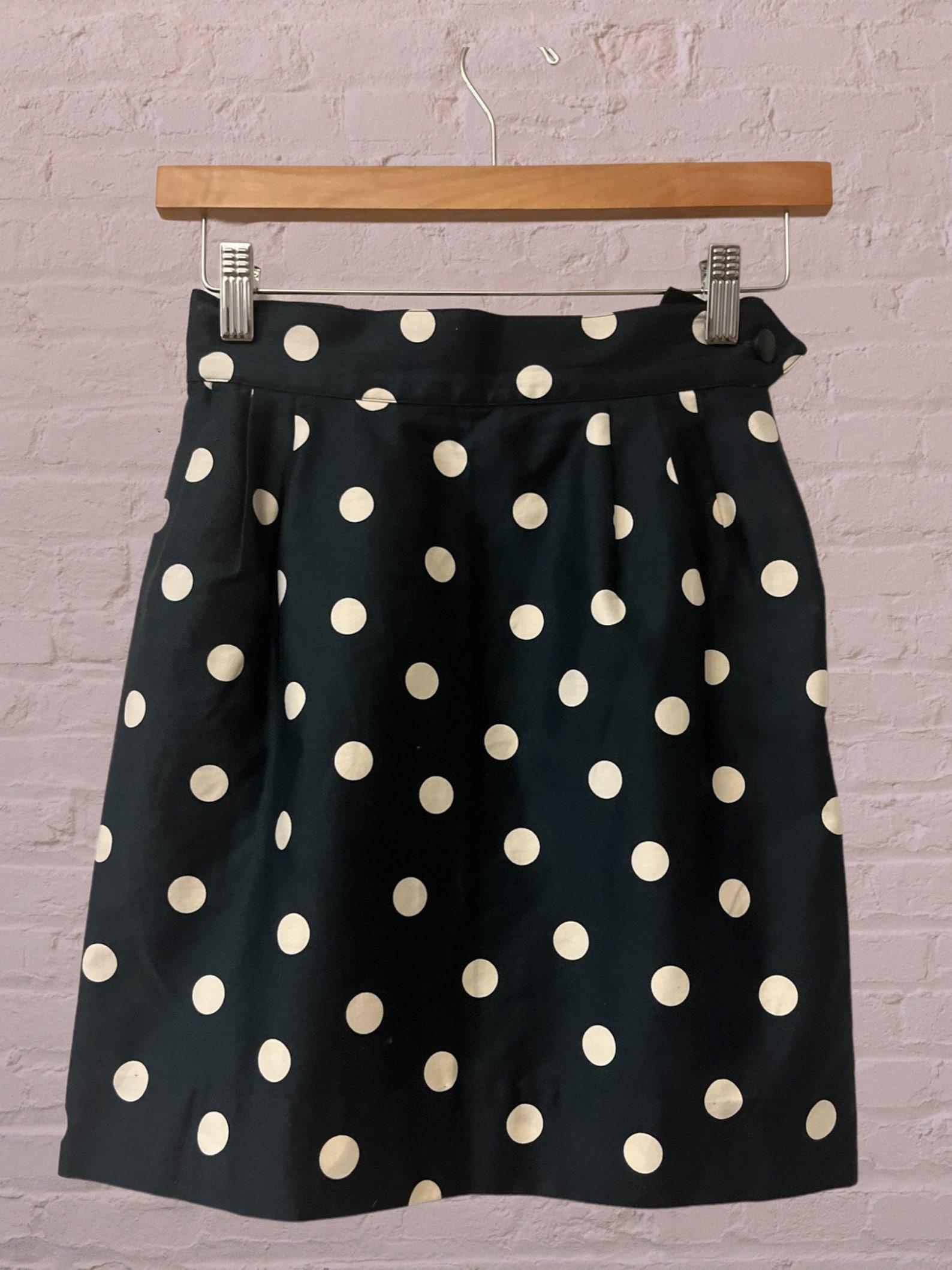 Courrèges Dark Blue Polka Dot Skirt For Sale 6