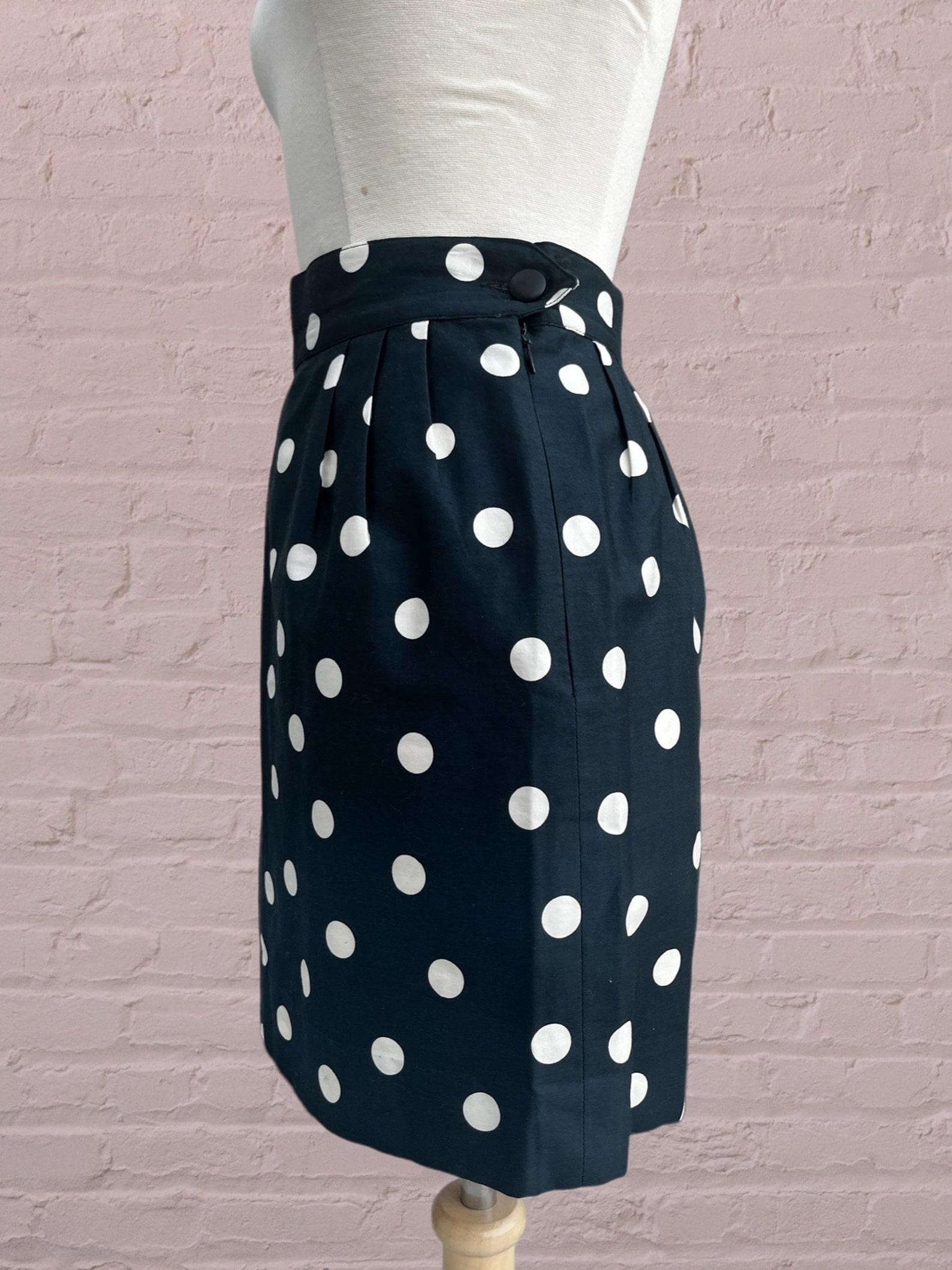 Courrèges Dark Blue Polka Dot Skirt For Sale 1