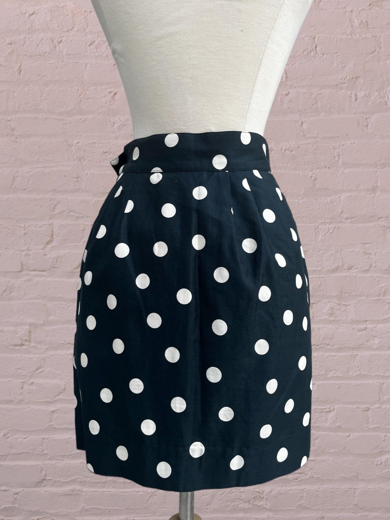 Courrèges Dark Blue Polka Dot Skirt For Sale 2
