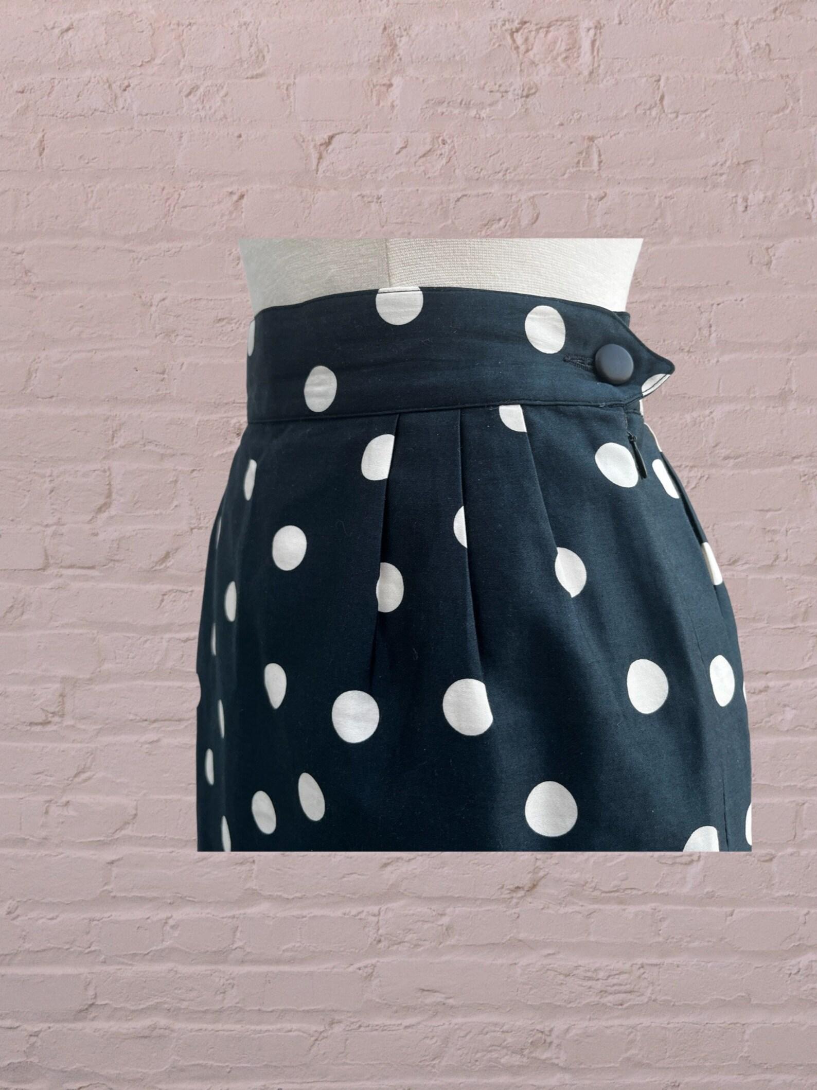 Courrèges Dark Blue Polka Dot Skirt For Sale 4