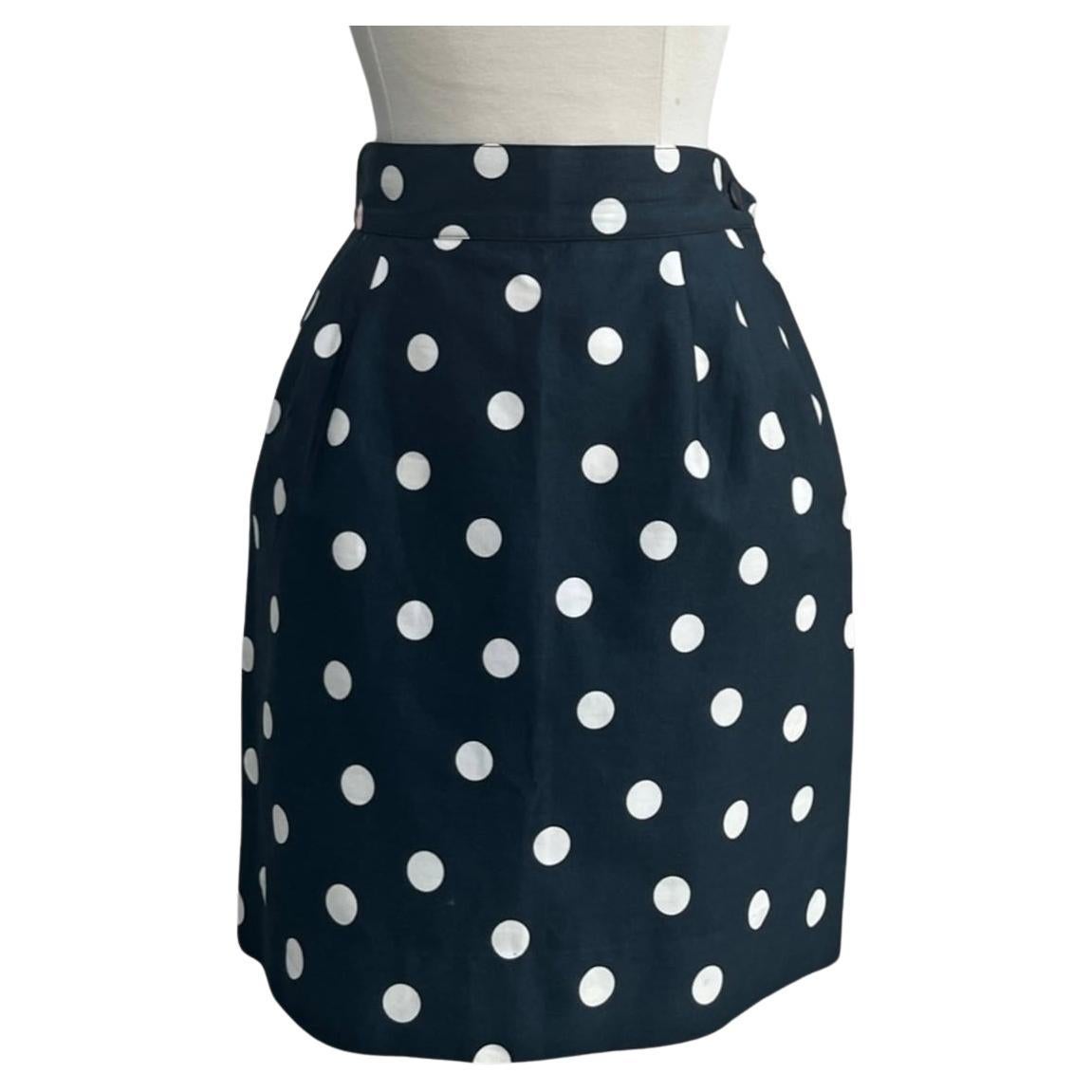 Courrèges Dark Blue Polka Dot Skirt For Sale