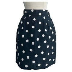 Vintage Courrèges Dark Blue Polka Dot Skirt