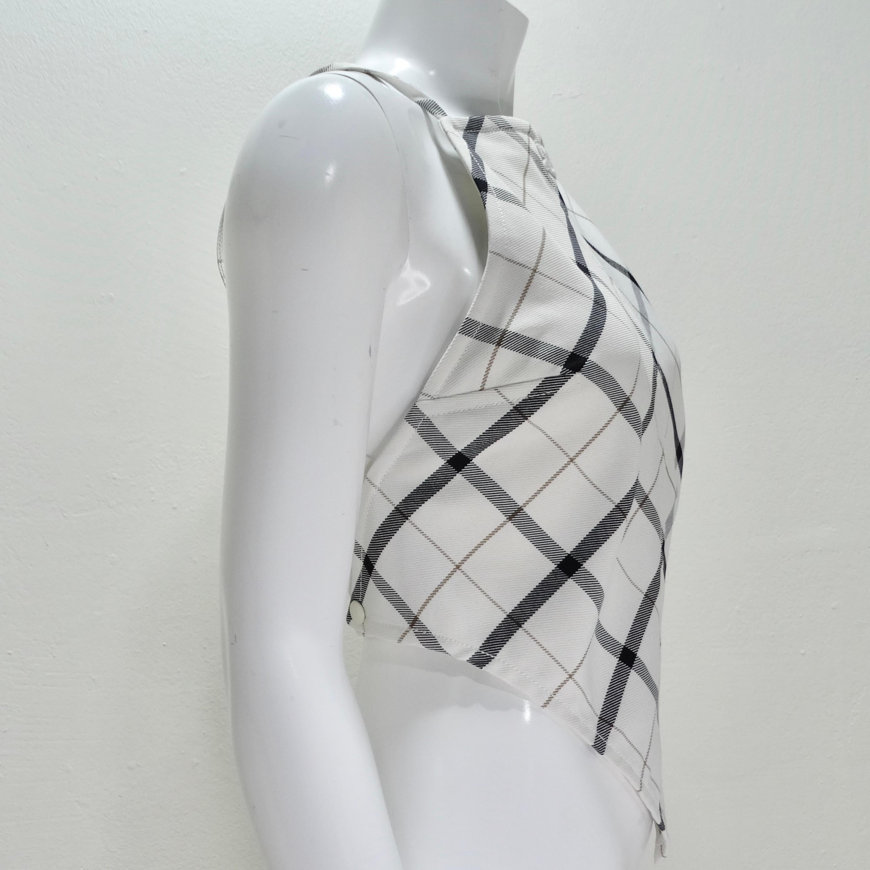 Women's or Men's Courrèges Embroidered Logo Checked Tank Top For Sale