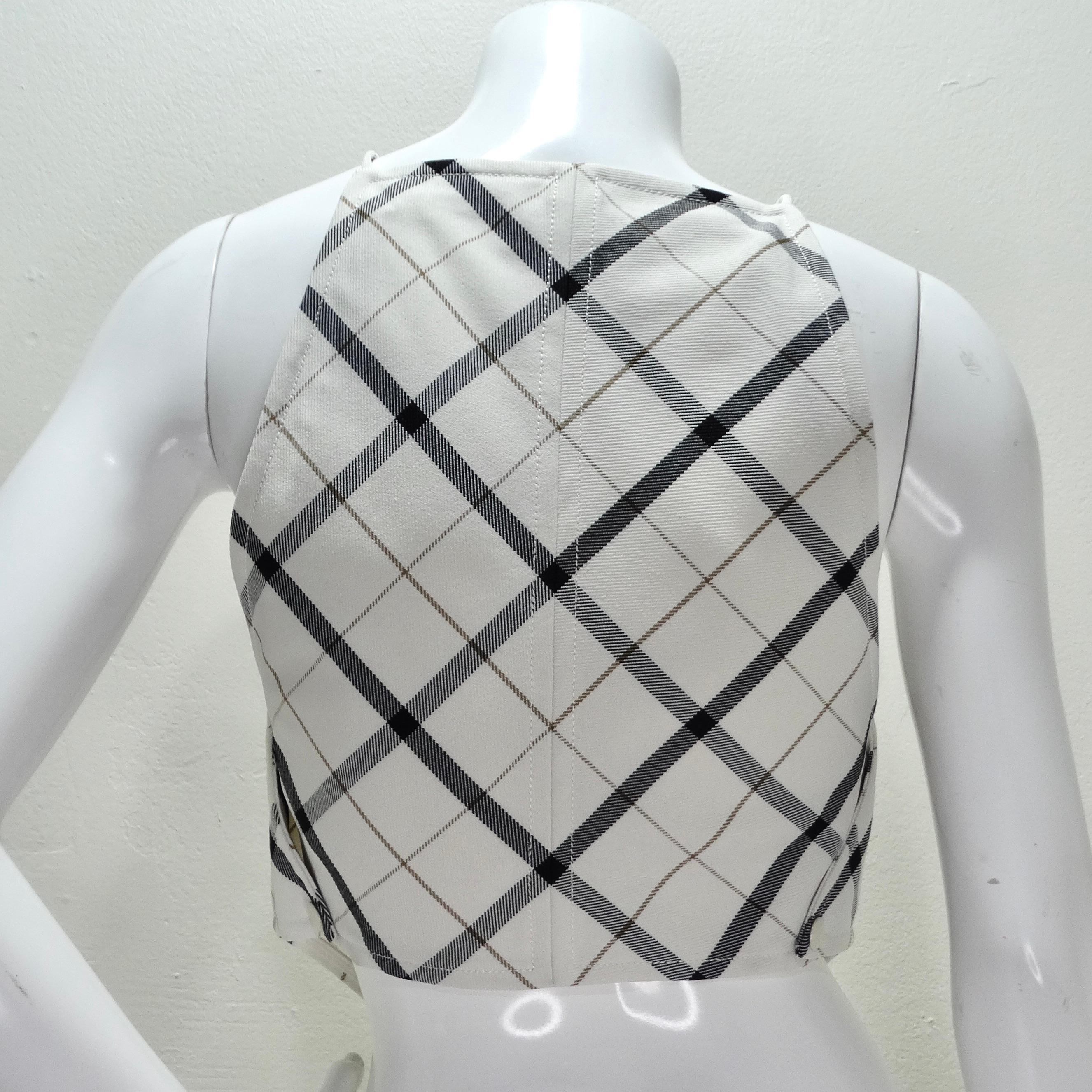 Courrèges Embroidered Logo Checked Tank Top For Sale 1