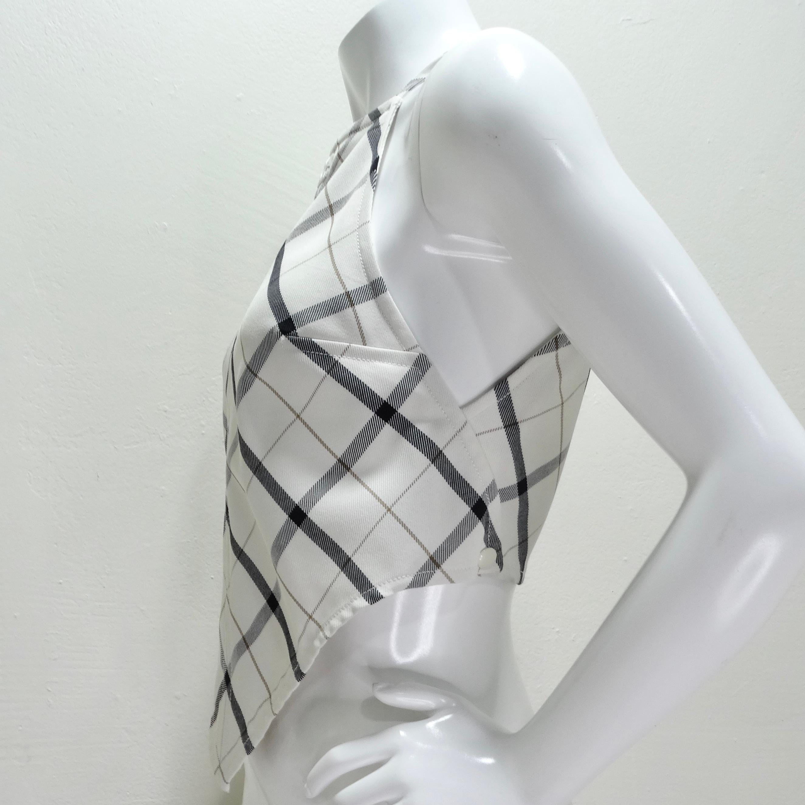 Courrèges Embroidered Logo Checked Tank Top For Sale 3