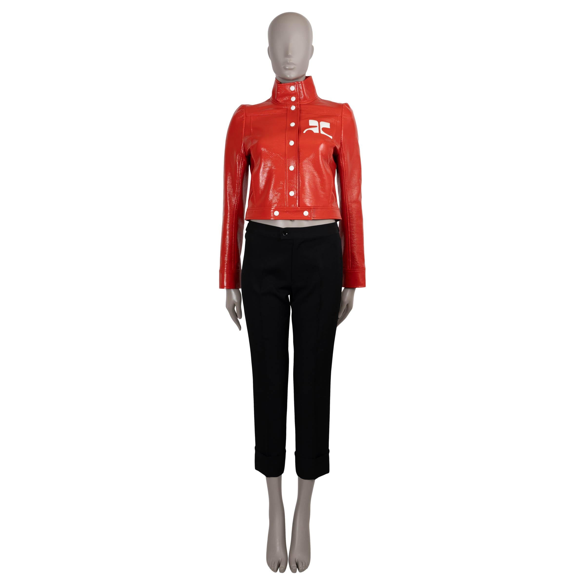 COURREGES Heritage rojo ICONIC VINYL CROPPED Chaqueta 38 S en Nuevo estado para la venta en Zürich, CH