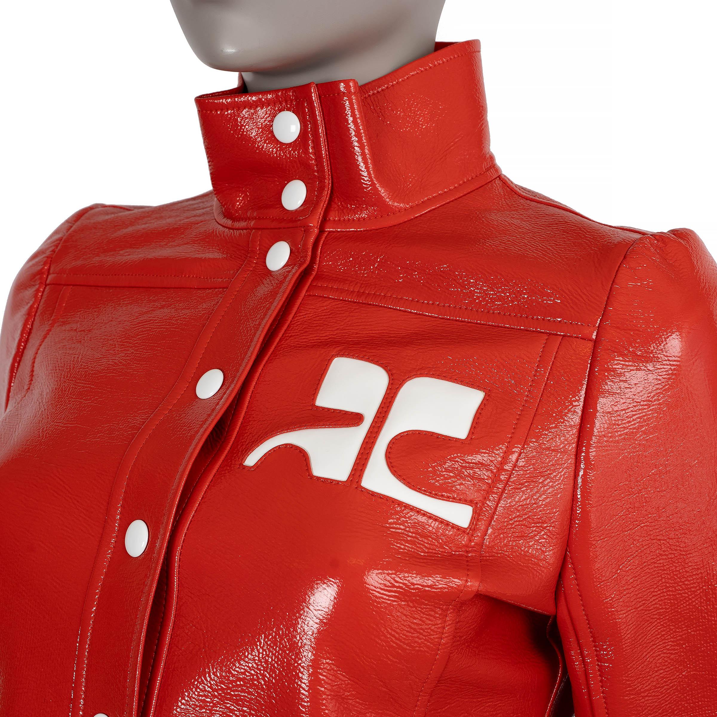 De las mujeres COURREGES Heritage rojo ICONIC VINYL CROPPED Chaqueta 38 S en venta