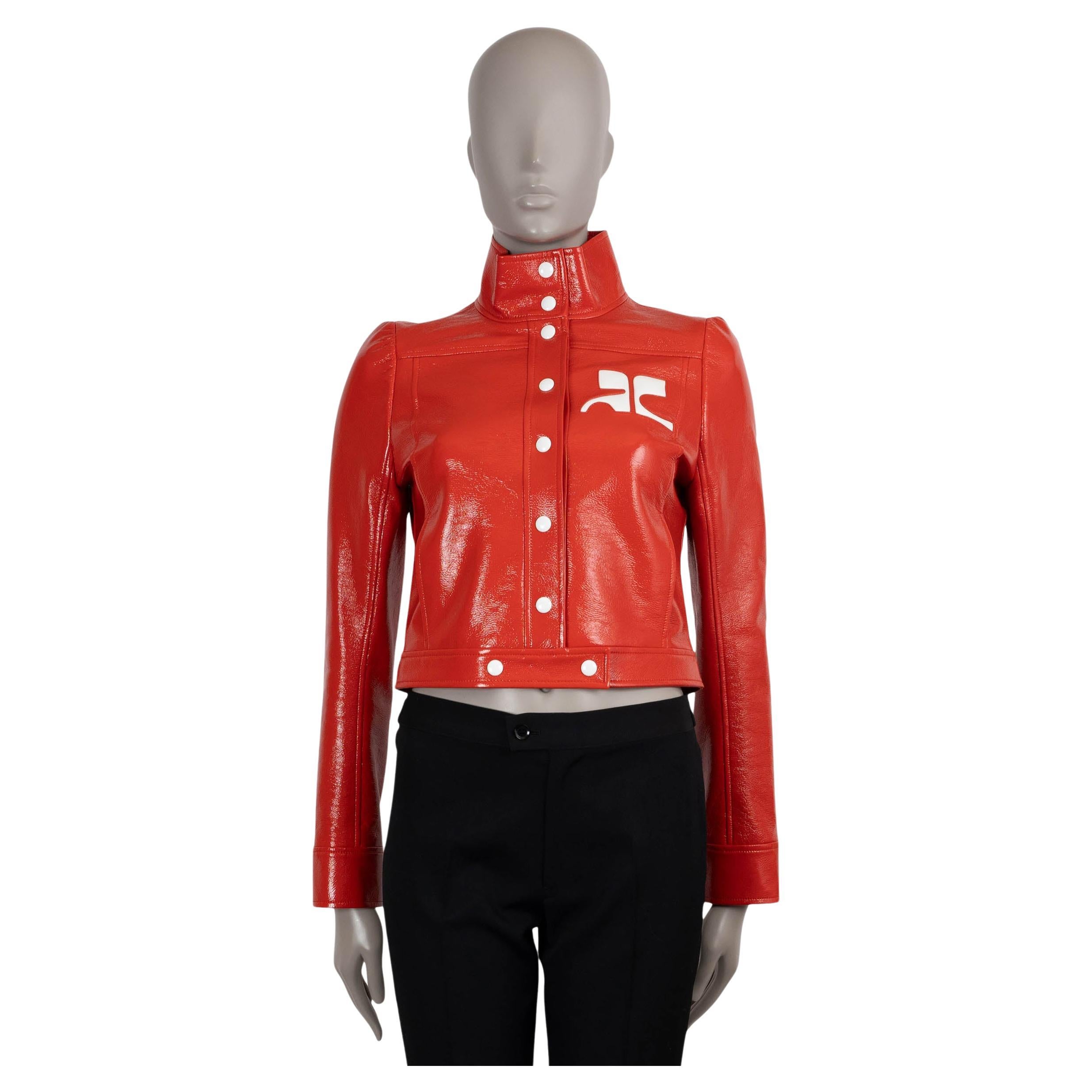COURREGES Heritage rojo ICONIC VINYL CROPPED Chaqueta 38 S