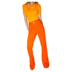 Courreges Hyperbole 70's Numbered Label Logo Flared Pants