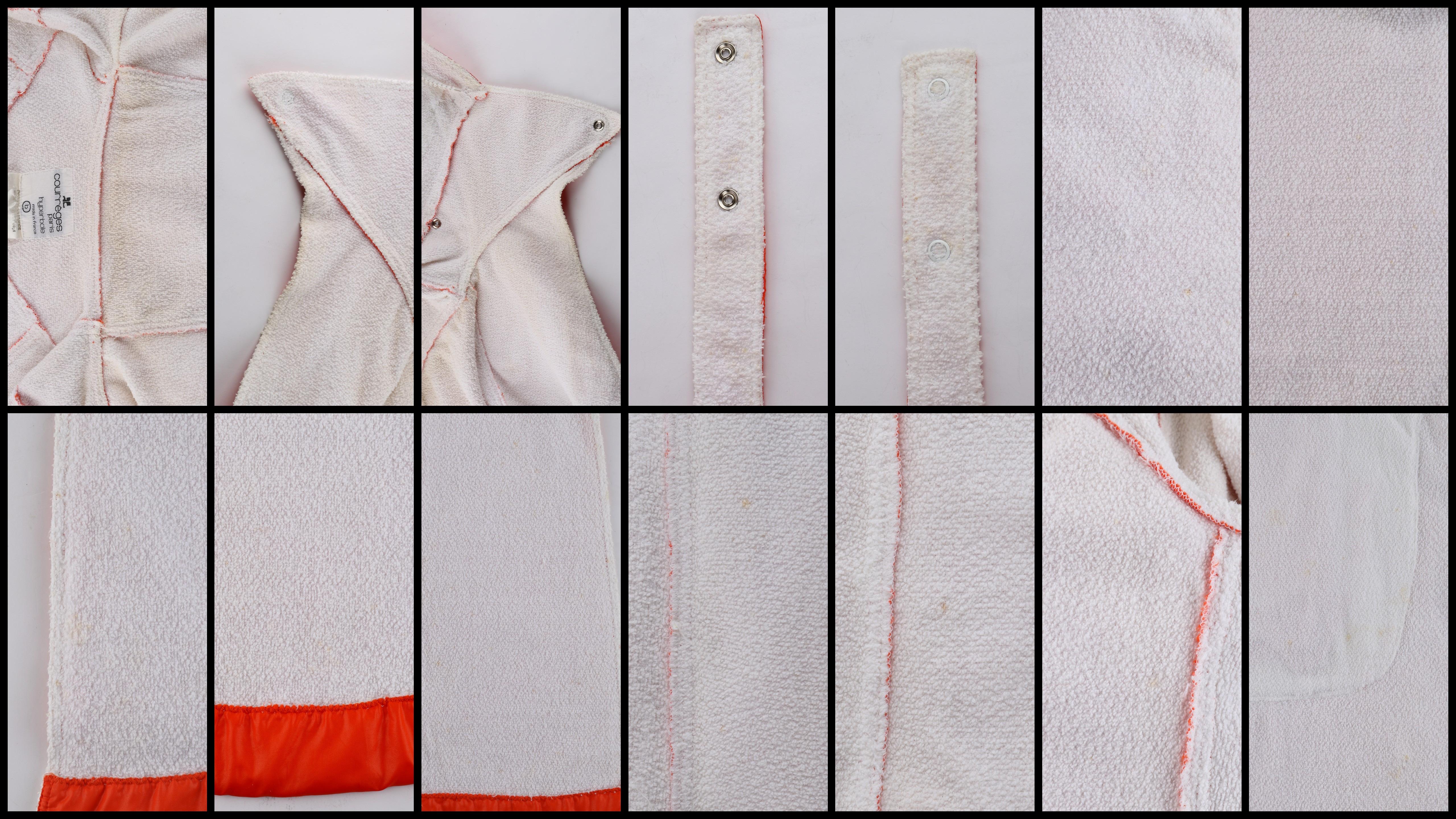COURREGES Hyperbole c.1970's Orange Hooded Belted Full-Length Coat For Sale 2