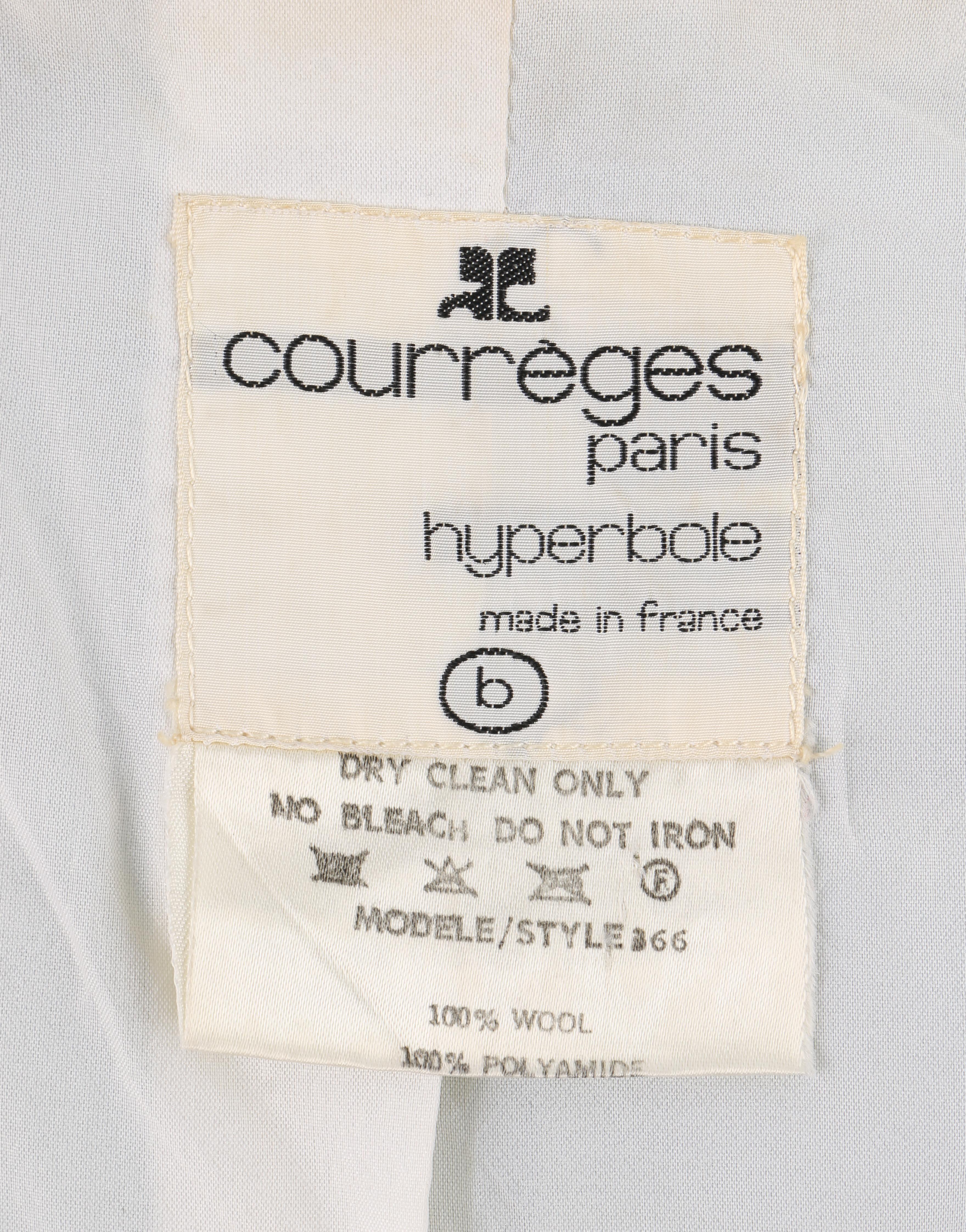 COURREGES Hyperbole c.1970's Sky Blue Snap Front Belted Jacket For Sale 1