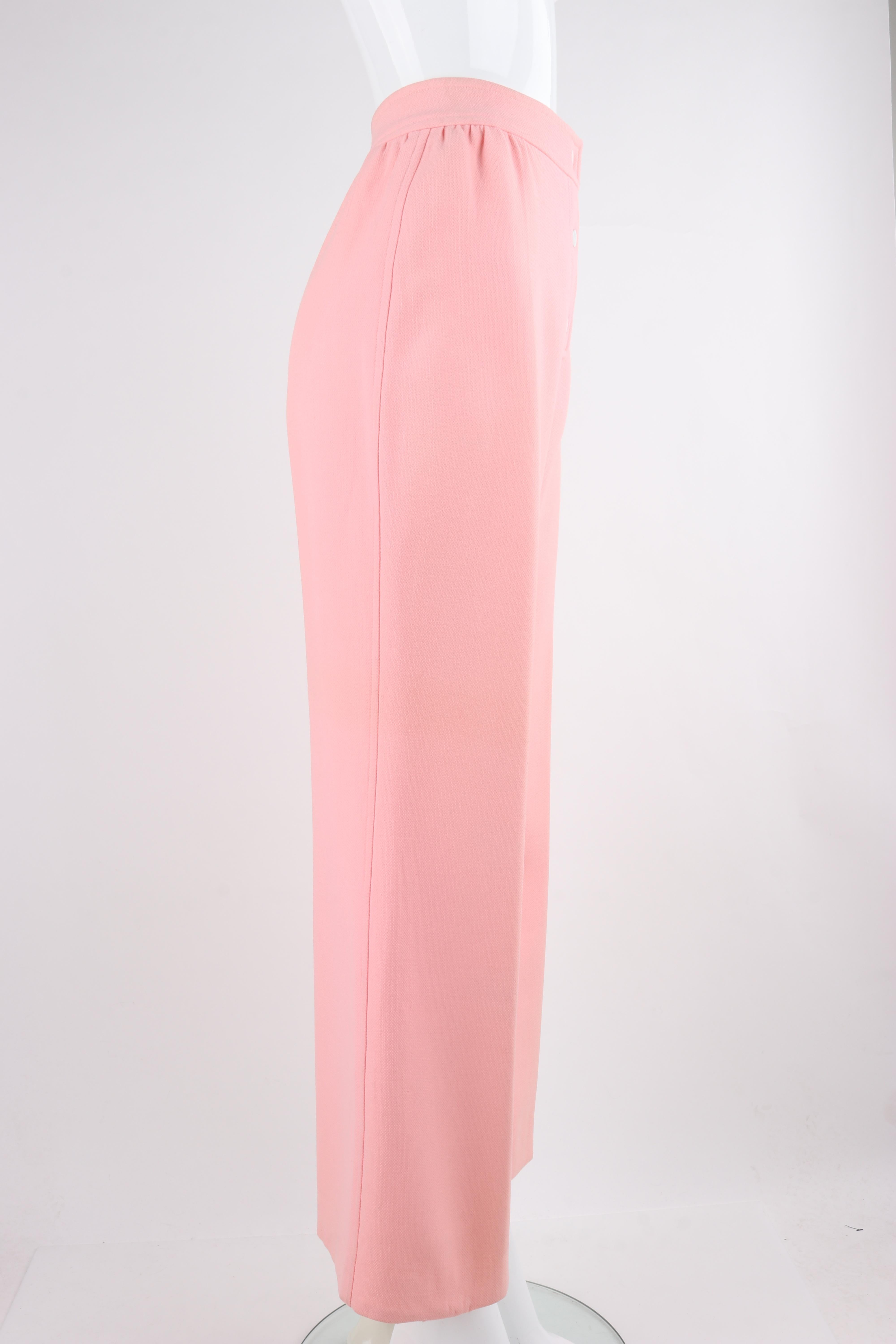 Women's COURREGES Hyperbole c.1970's Vtg Pink Wool High Rise Wide Leg Trouser Pants For Sale