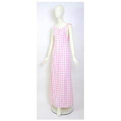 Courrèges hyperbole numbered collectible vintage white & pink cotton maxi dress