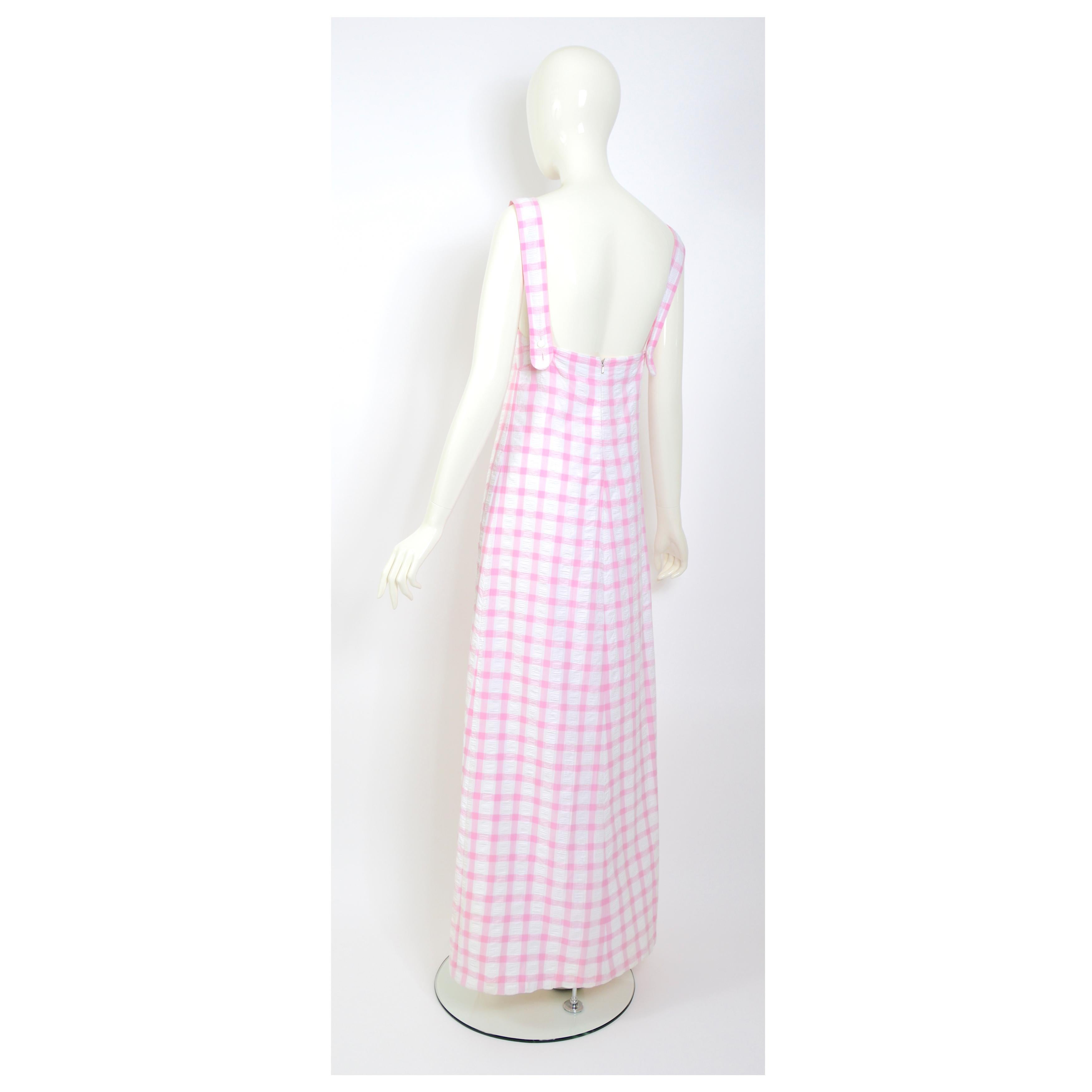 Women's Courrèges hyperbole numbered collectible vintage white & pink cotton maxi dress