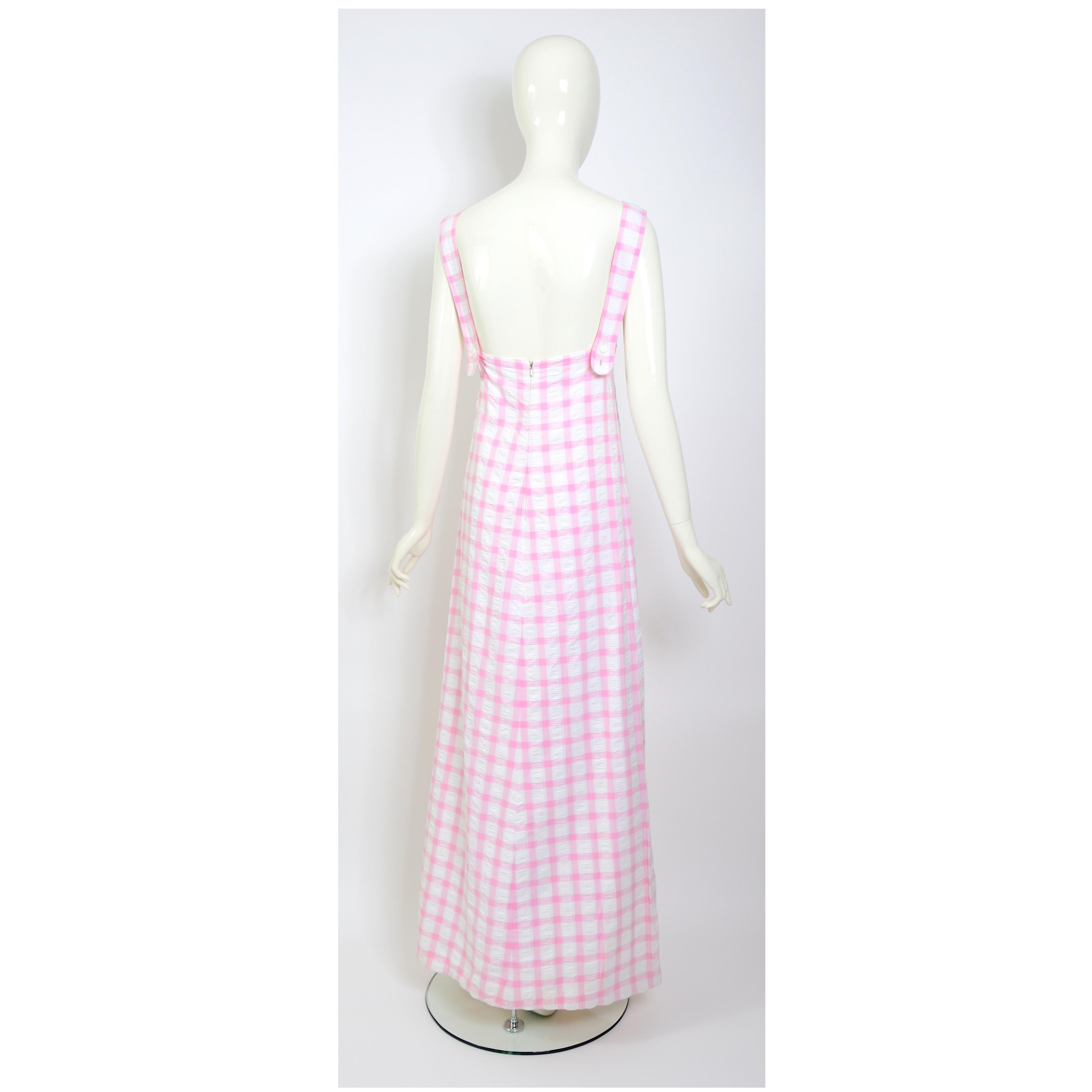 Courrèges hyperbole numbered collectible vintage white & pink cotton maxi dress 1