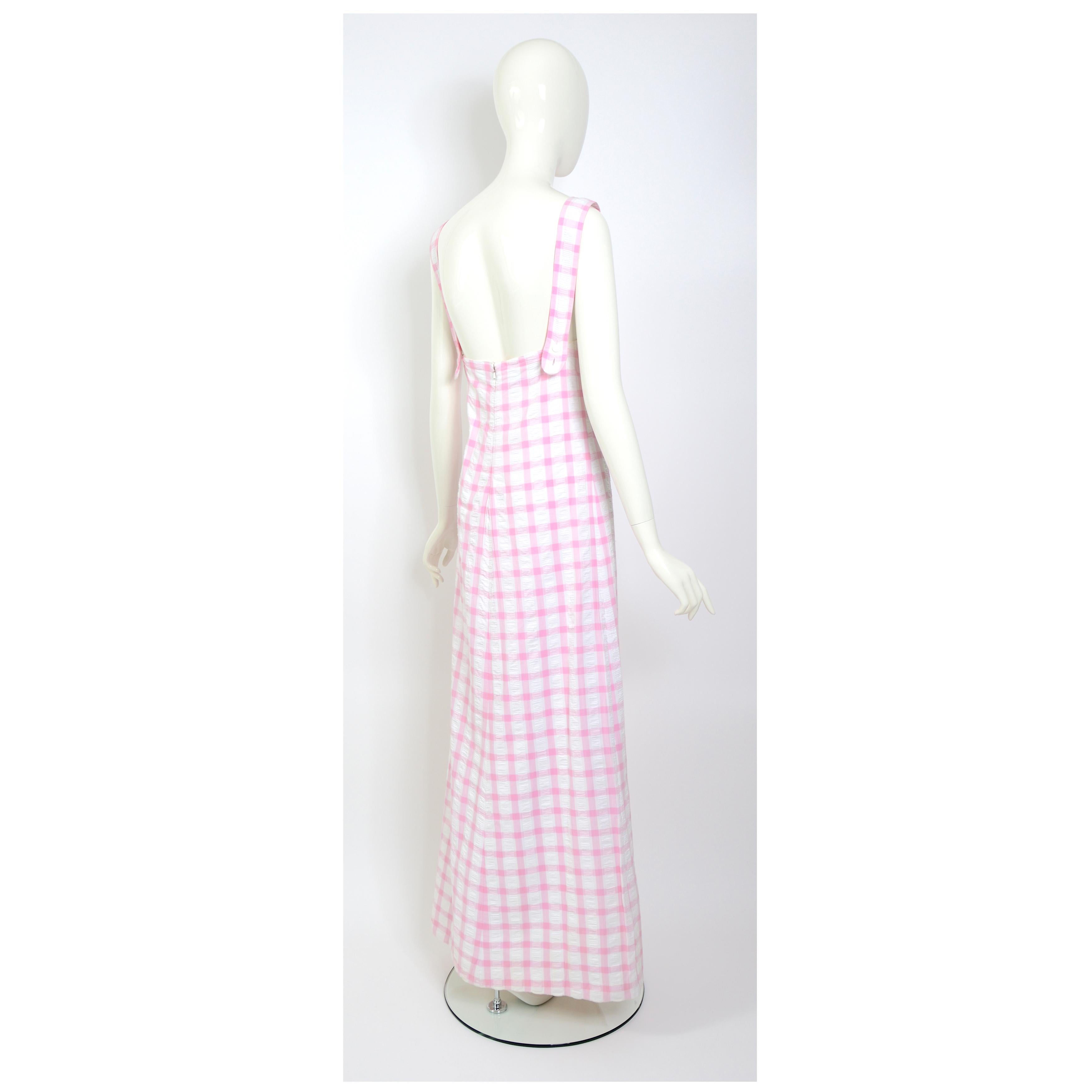 Courrèges hyperbole numbered collectible vintage white & pink cotton maxi dress 2