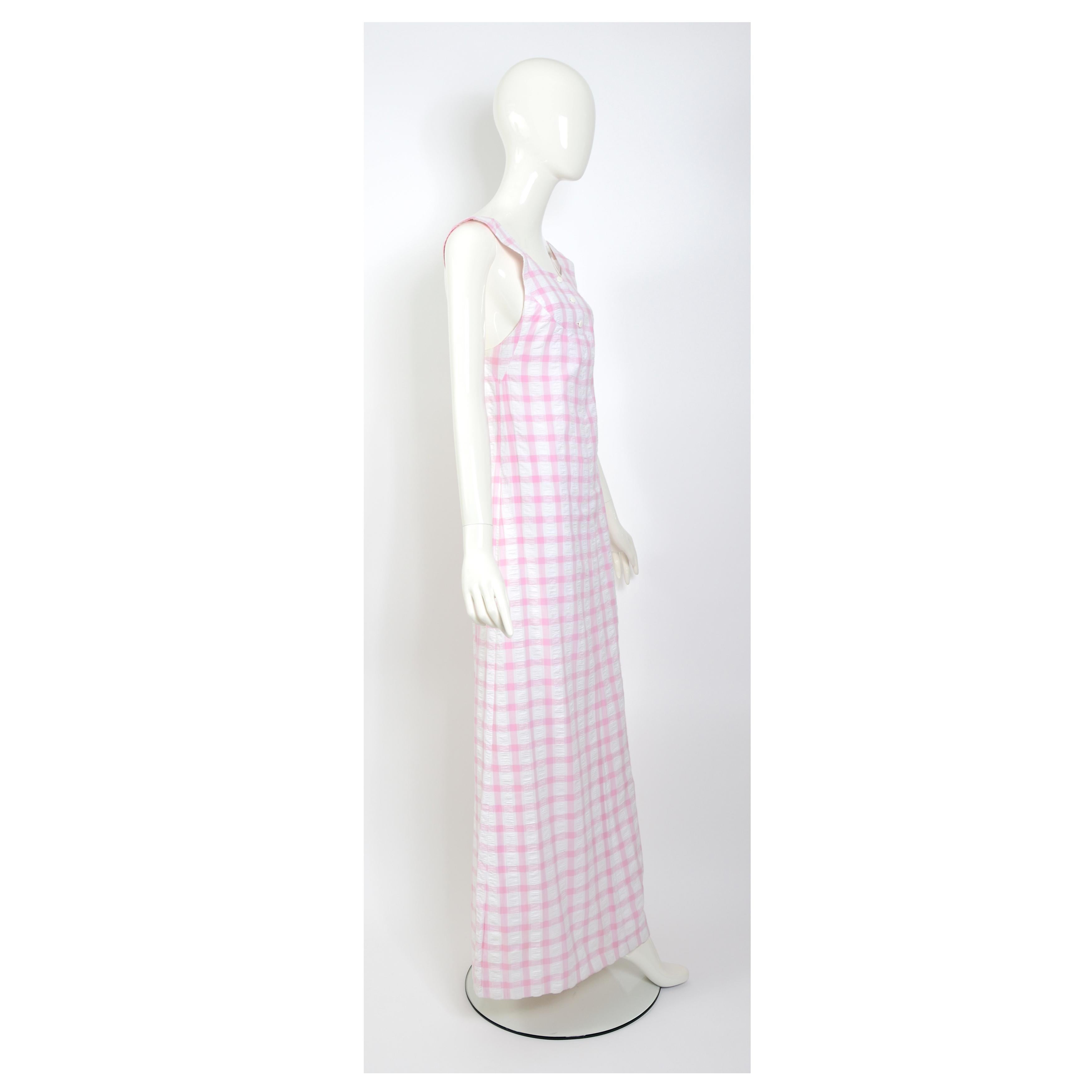 Courrèges hyperbole numbered collectible vintage white & pink cotton maxi dress 3