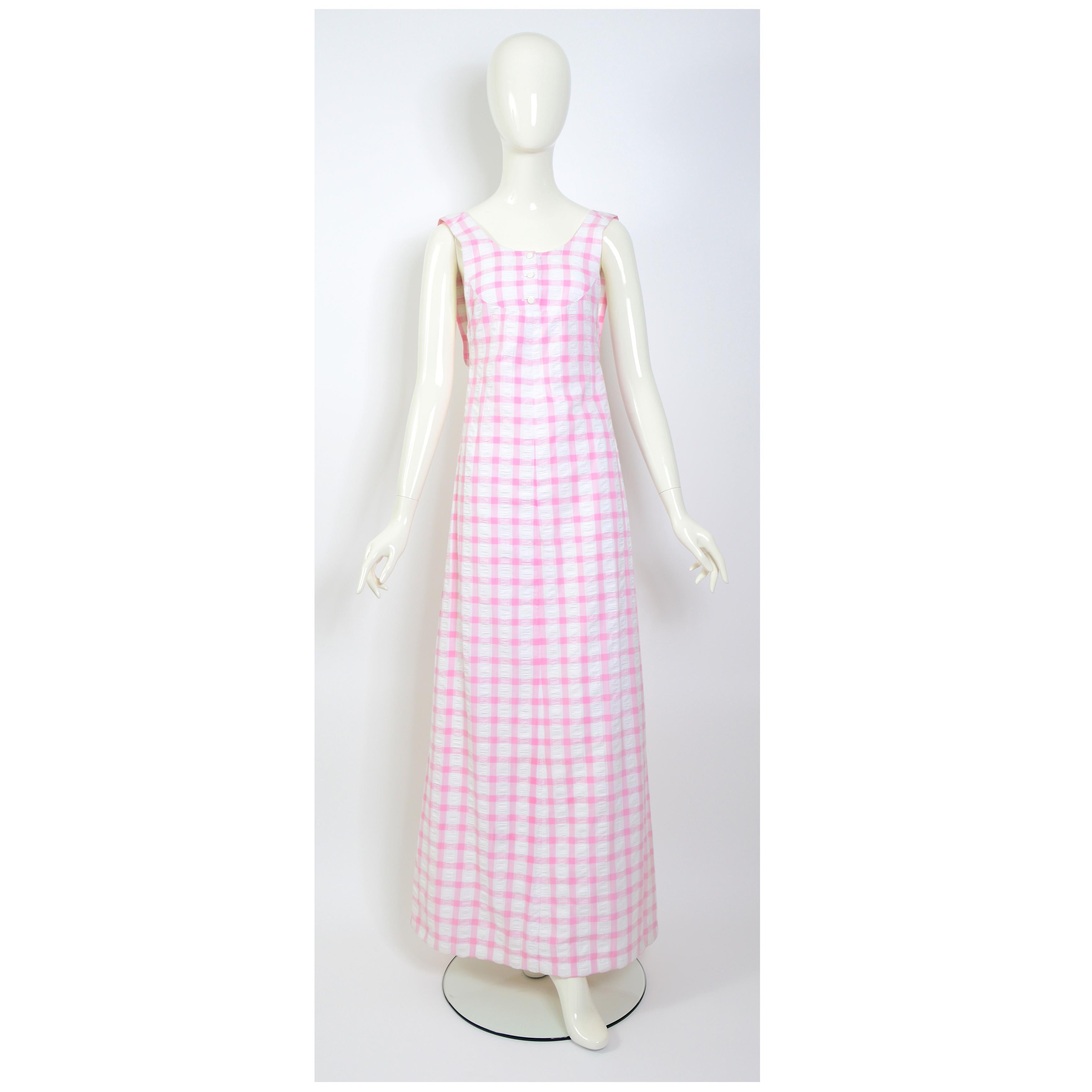 Courrèges hyperbole numbered collectible vintage white & pink cotton maxi dress 5