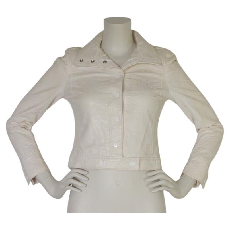 Courreges Iconic White Cropped Logo Jacket For Sale