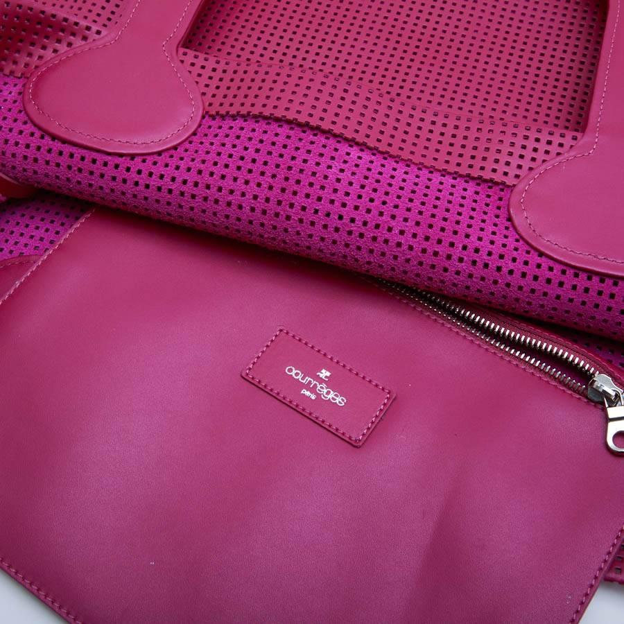 COURREGES Large Tote Bag in Perforated Pink Leather 2