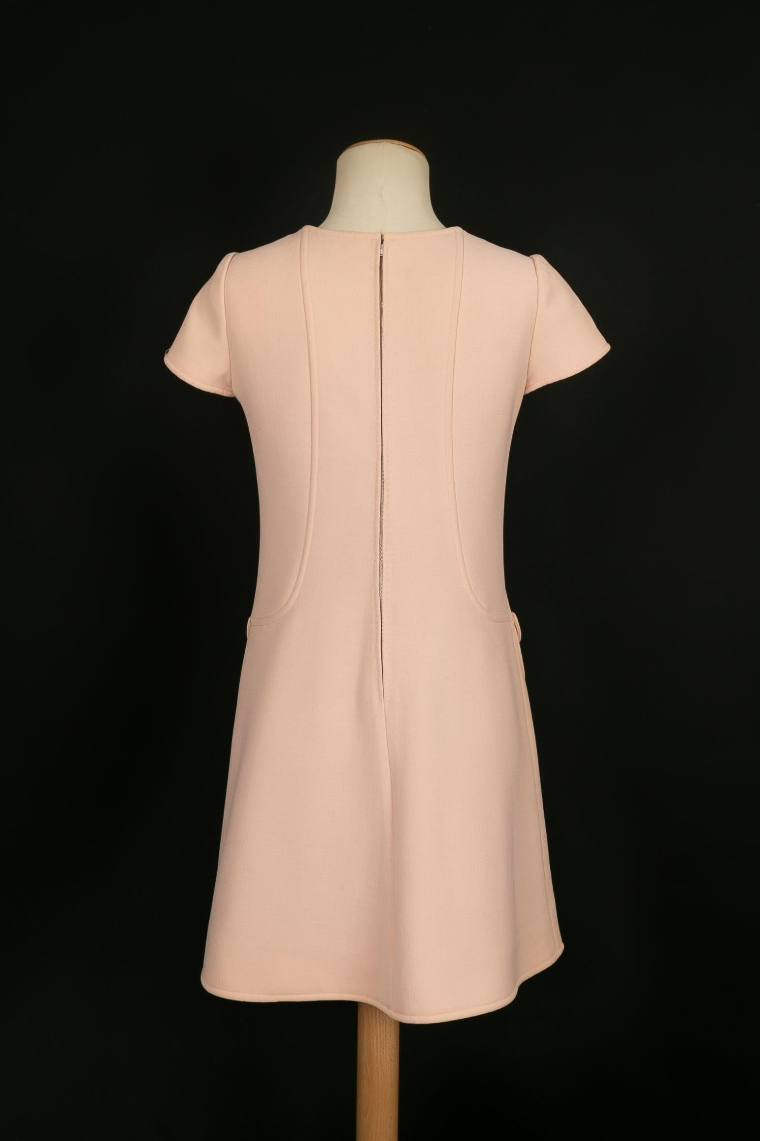 Beige Courrèges Light Pink Dress in Trapeze Shape For Sale