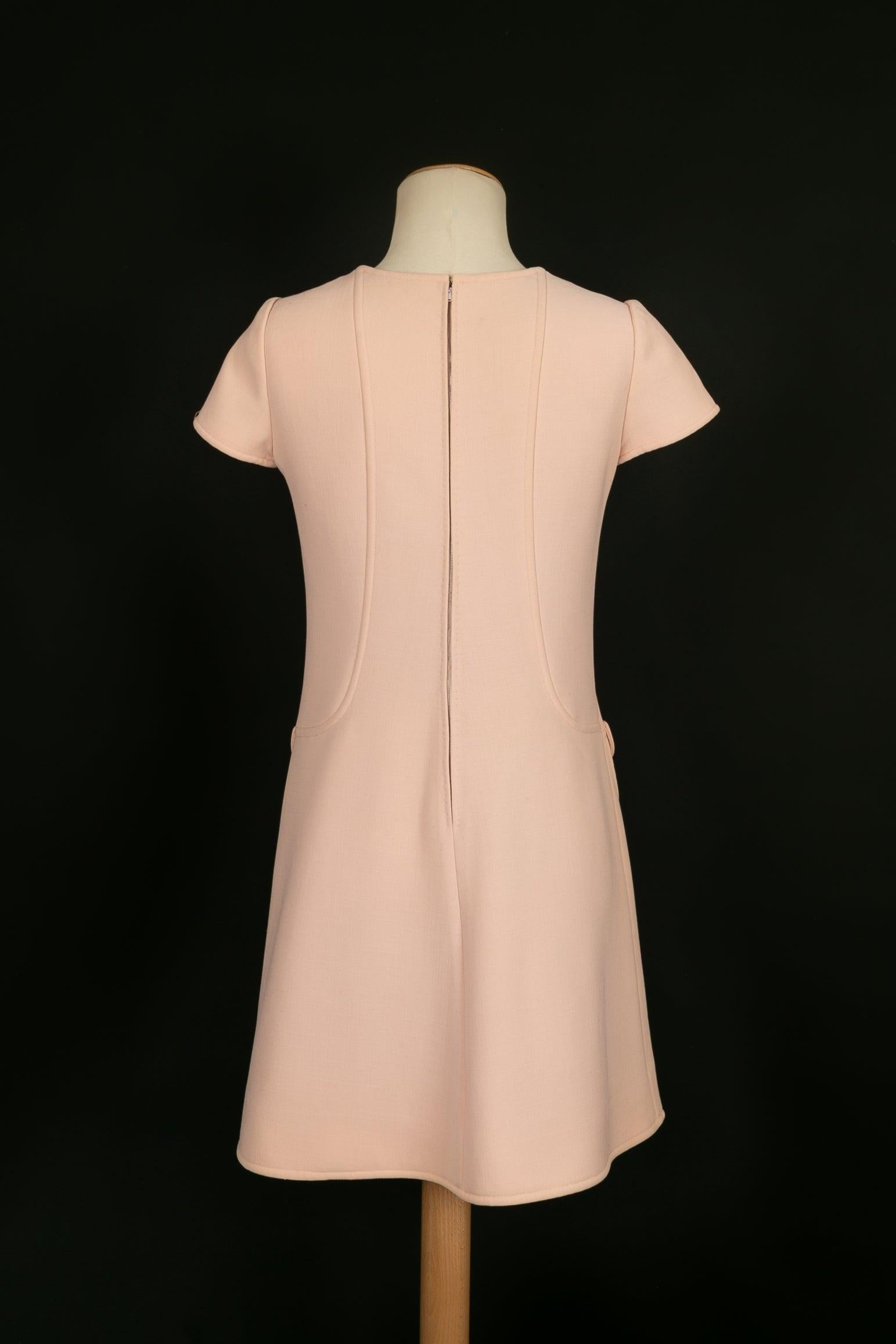 Beige Courrèges Light Pink Dress in Trapeze Shape