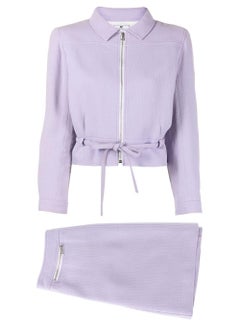 Courreges Lilac Wool Skirt Suit Size 40 fr