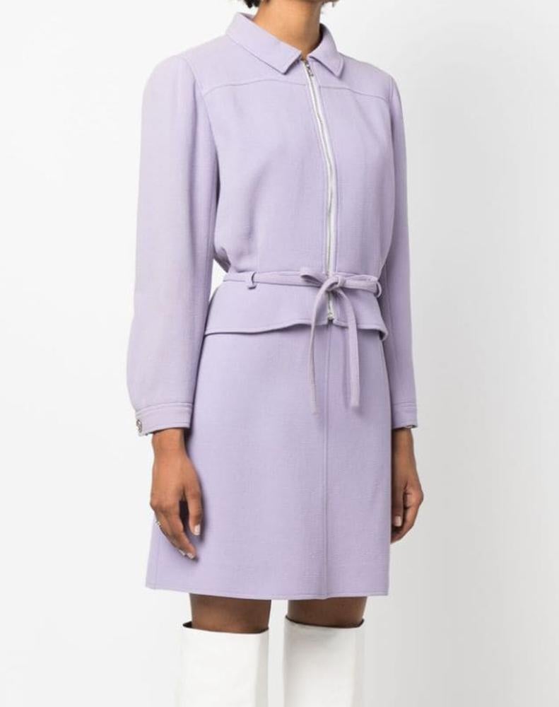 Courreges Lilac Wool Skirt Suit Size 40 fr In Good Condition In Paris, FR