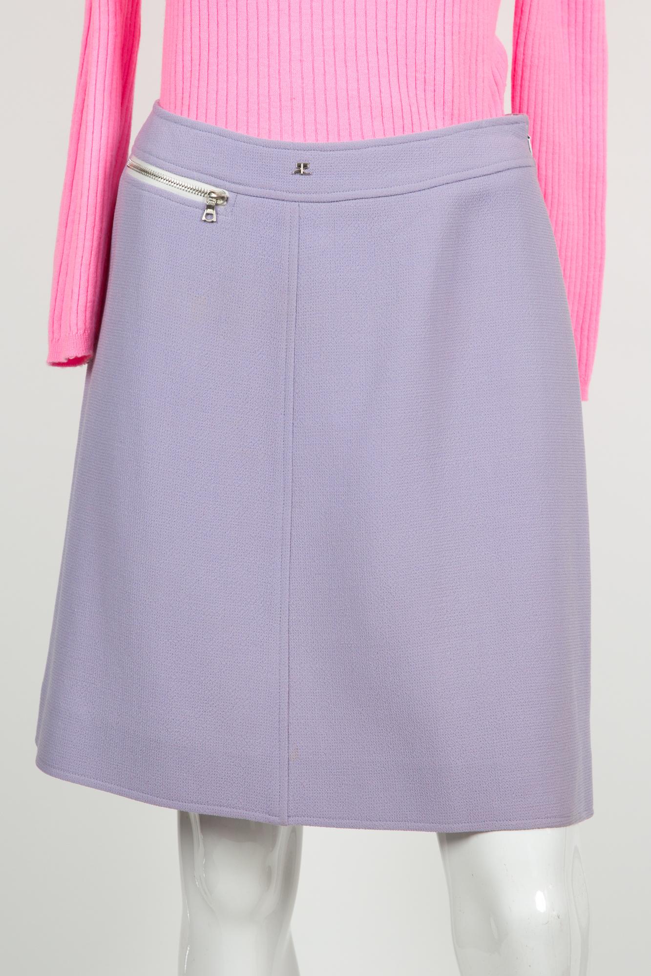 Courreges Lilac Wool Skirt Suit Size 40 fr 1