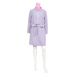 Courreges Traje Falda Lila Lana Talla 40 fr