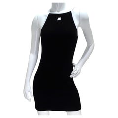 Used Courrèges Logo Embroidered Black Dress