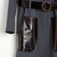 Courrèges Manteau FR38 Trench en laine et vinyle gris UK10 US6 Courrèges