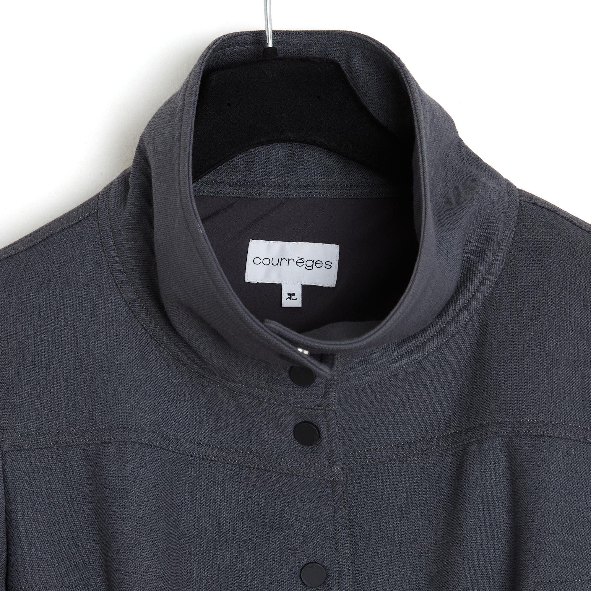 Courreges Manteau FR38 Grey Wool and vinyl Trench Coat UK10 US6 Courrèges 1