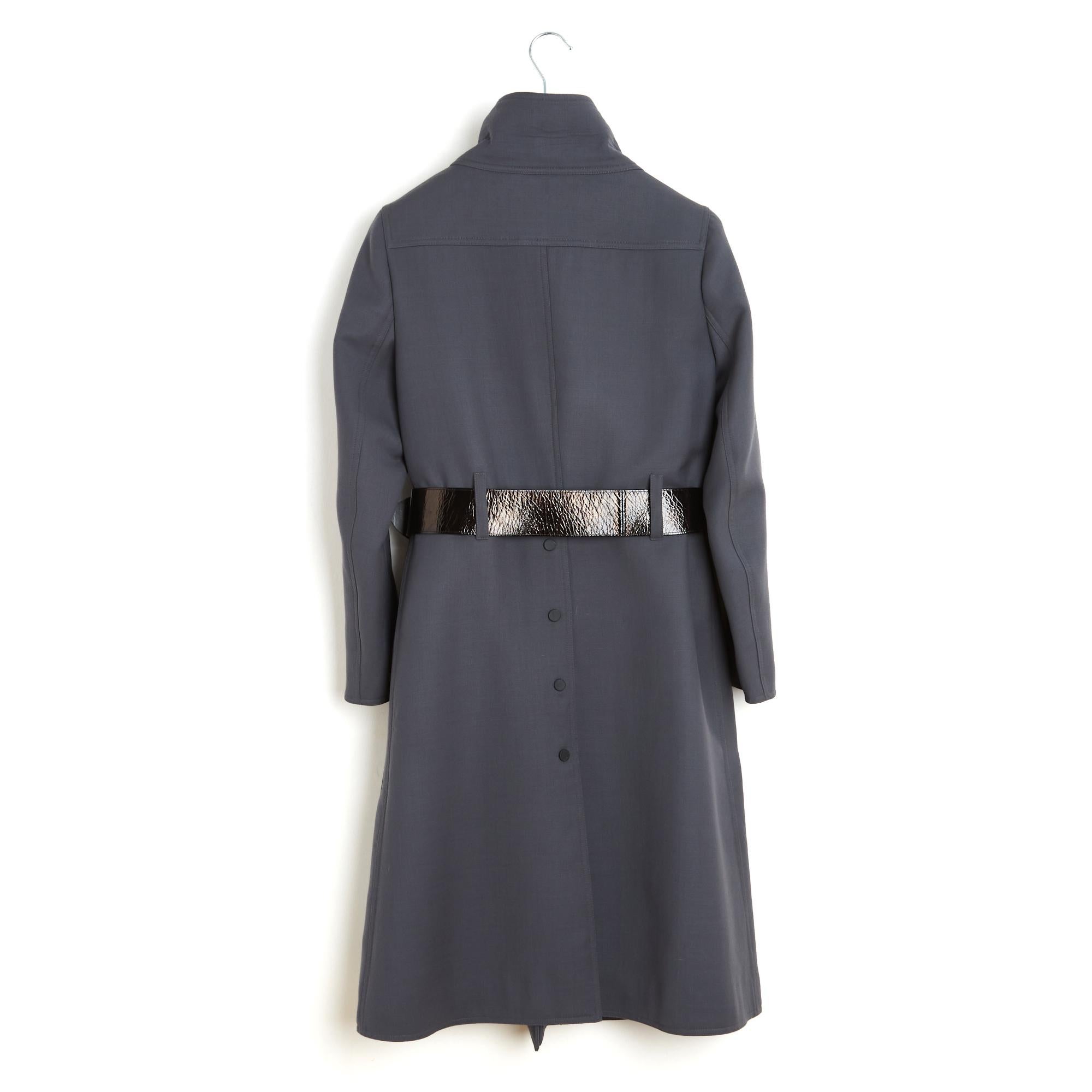 Courreges Manteau FR38 Grey Wool and vinyl Trench Coat UK10 US6 Courrèges 2