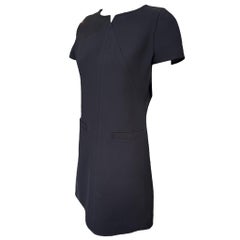 Courreges Mod Black Structured Wool Dress, 1990s