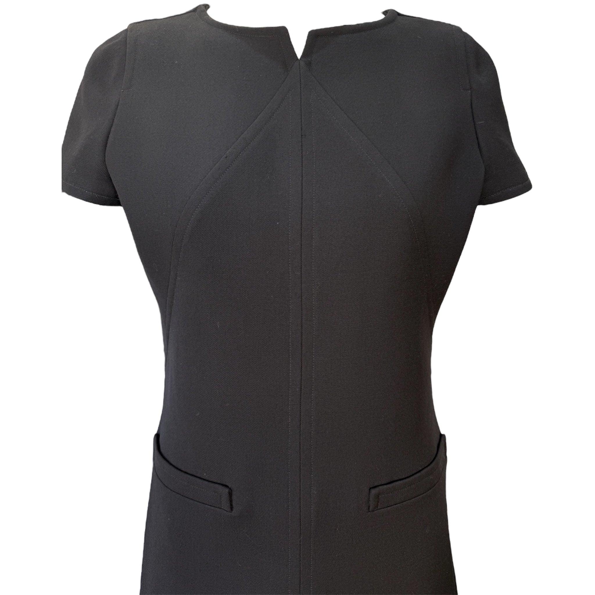Courreges Mod Black Structured Wool Dress, 1990s In New Condition For Sale In Los Angeles, CA