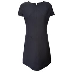 Courreges Mod Black Structured Wool Dress, 1990s
