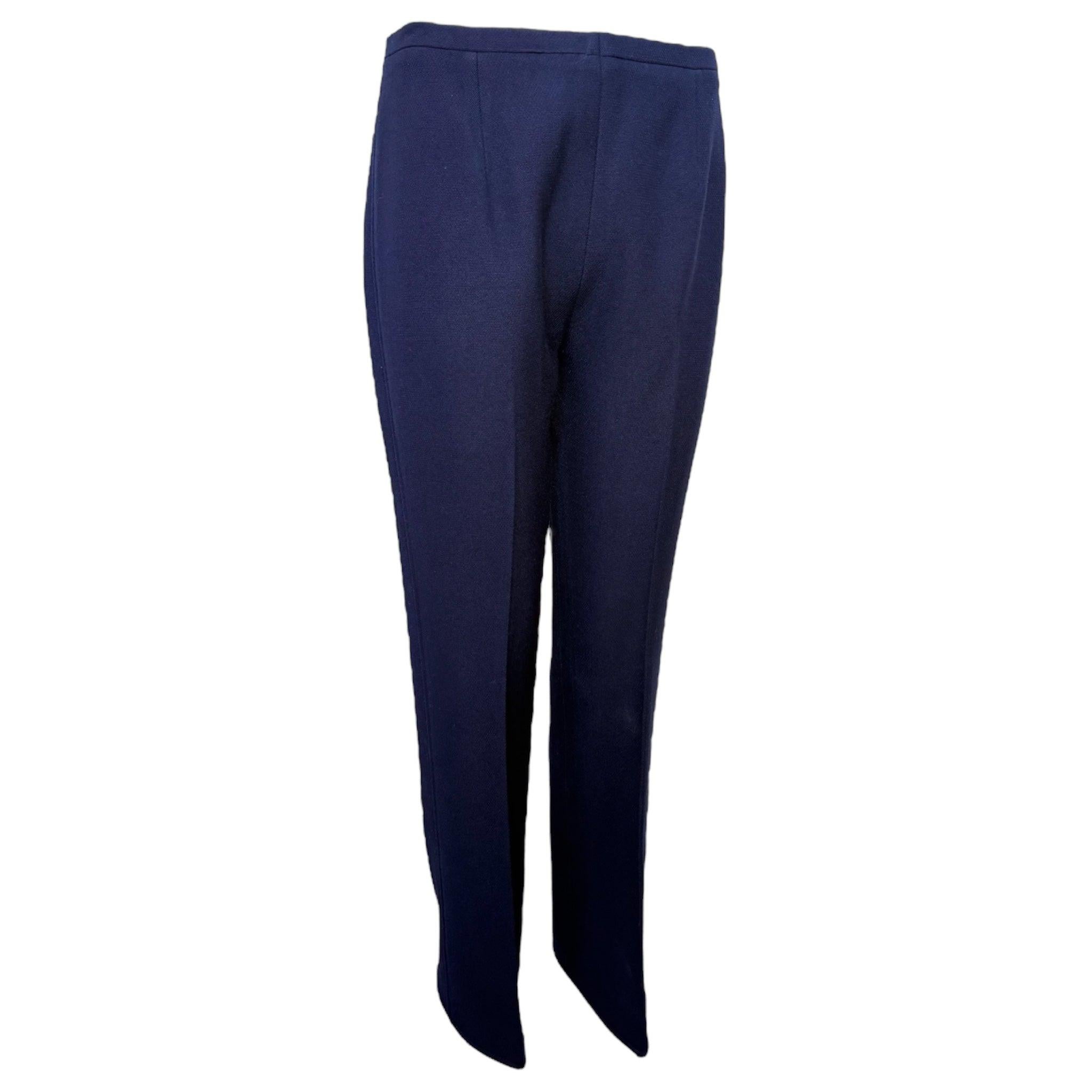 Courrèges Mod Navy Blue Wool Pantsuit with Patent White Belt, 1960s In Excellent Condition For Sale In Los Angeles, CA
