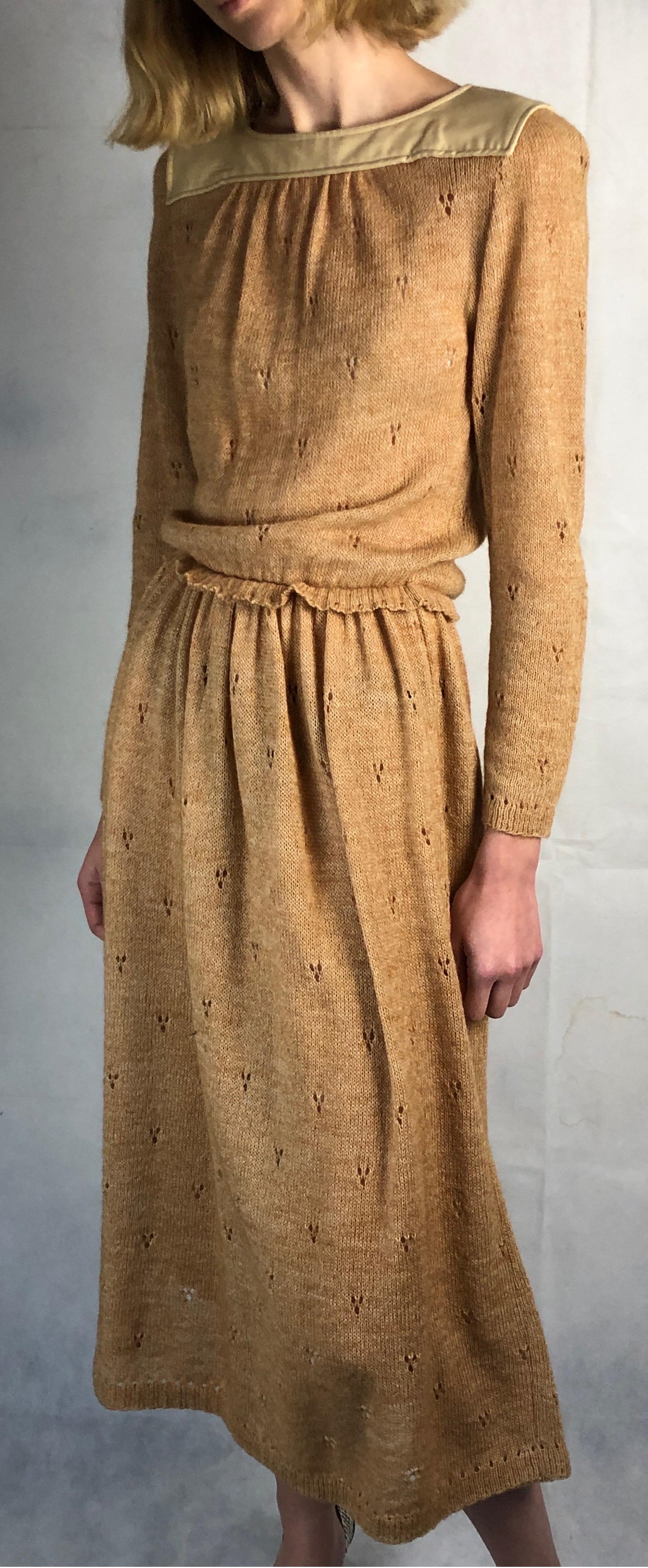 Courreges  mohair Pointelle jersey dress with floral patterns, circa 1970s    For Sale 5