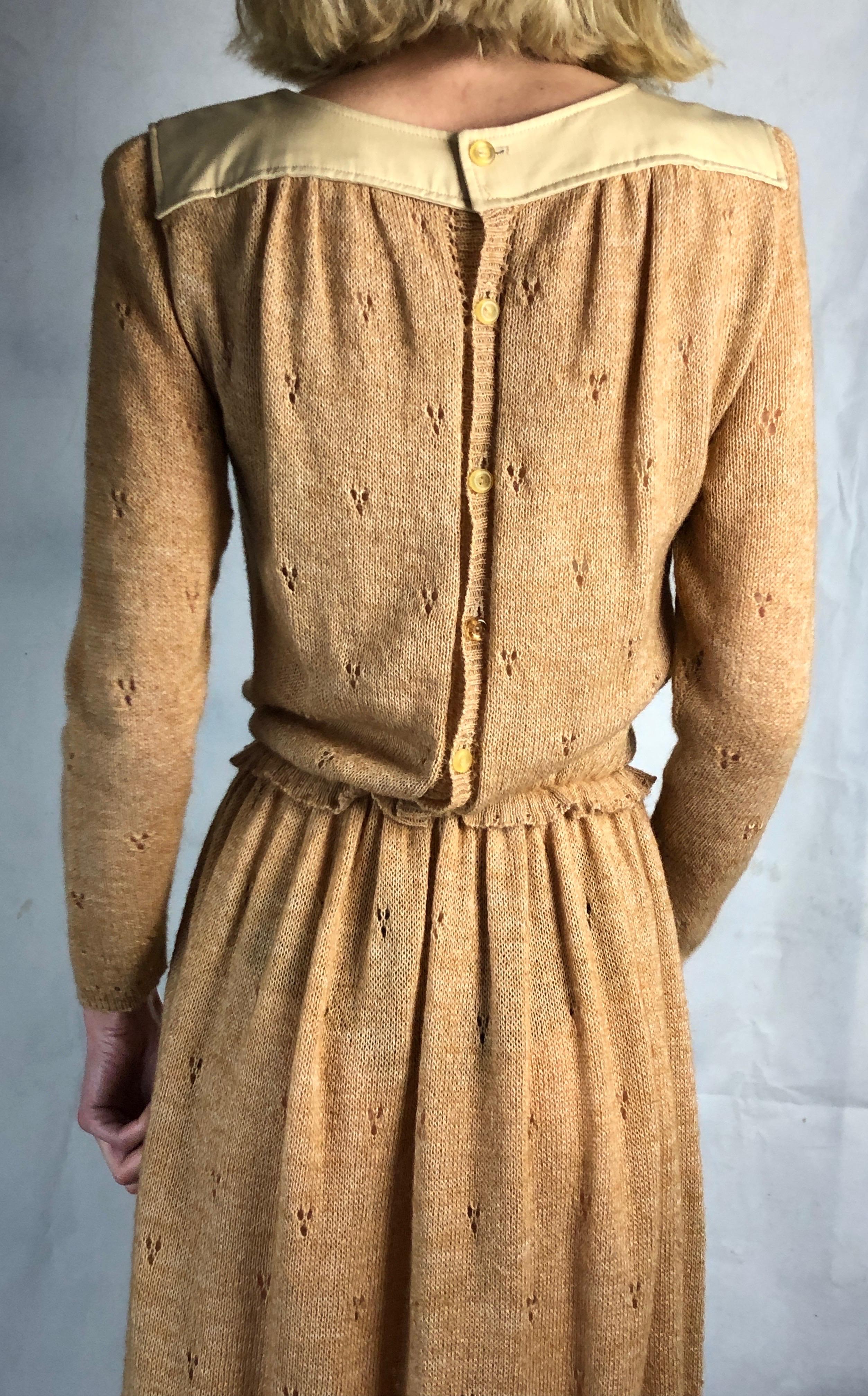 Courreges  mohair Pointelle jersey dress with floral patterns, circa 1970s    In Good Condition For Sale In London, GB