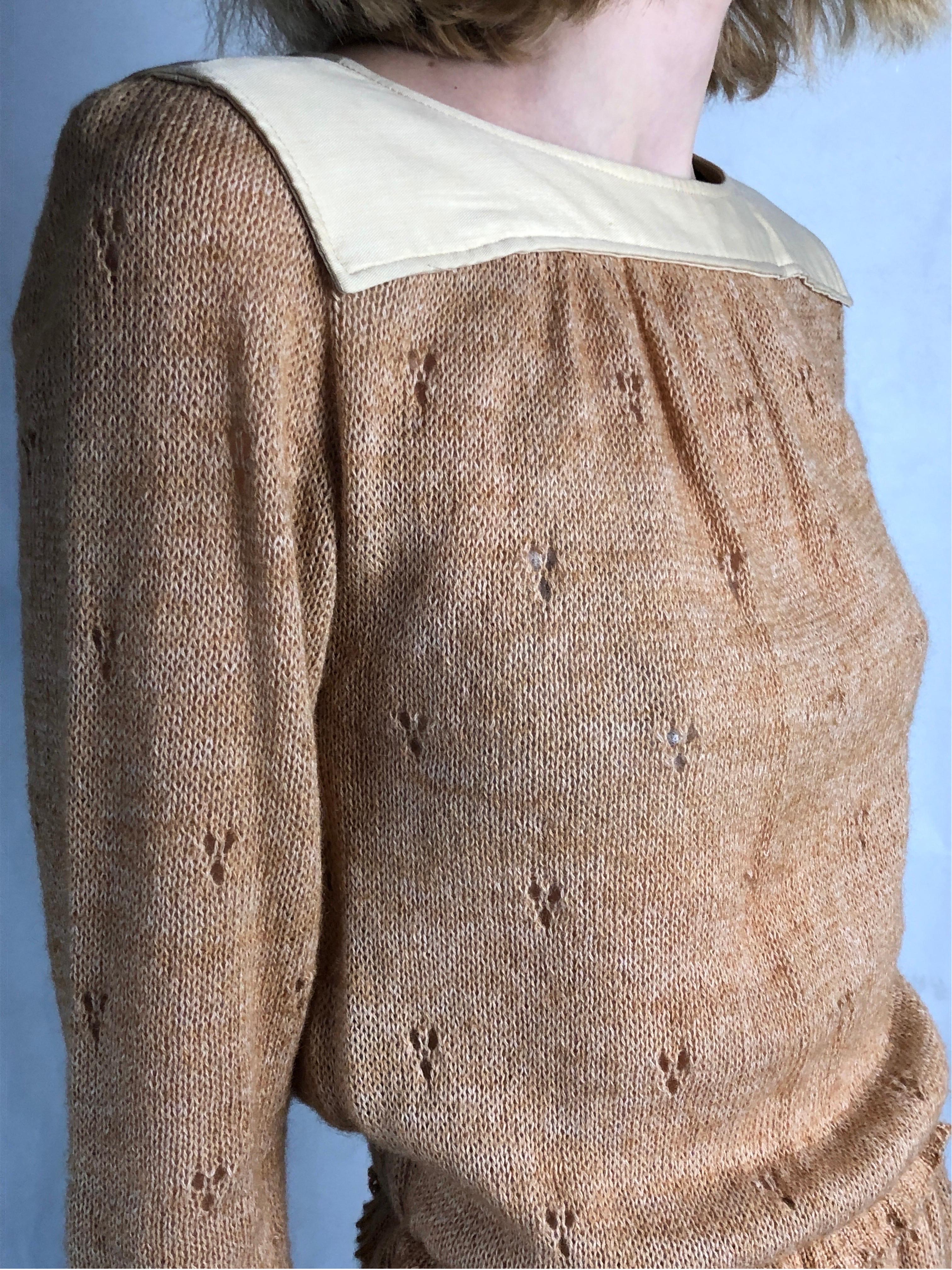 Women's Courreges  mohair Pointelle jersey dress with floral patterns, circa 1970s    For Sale