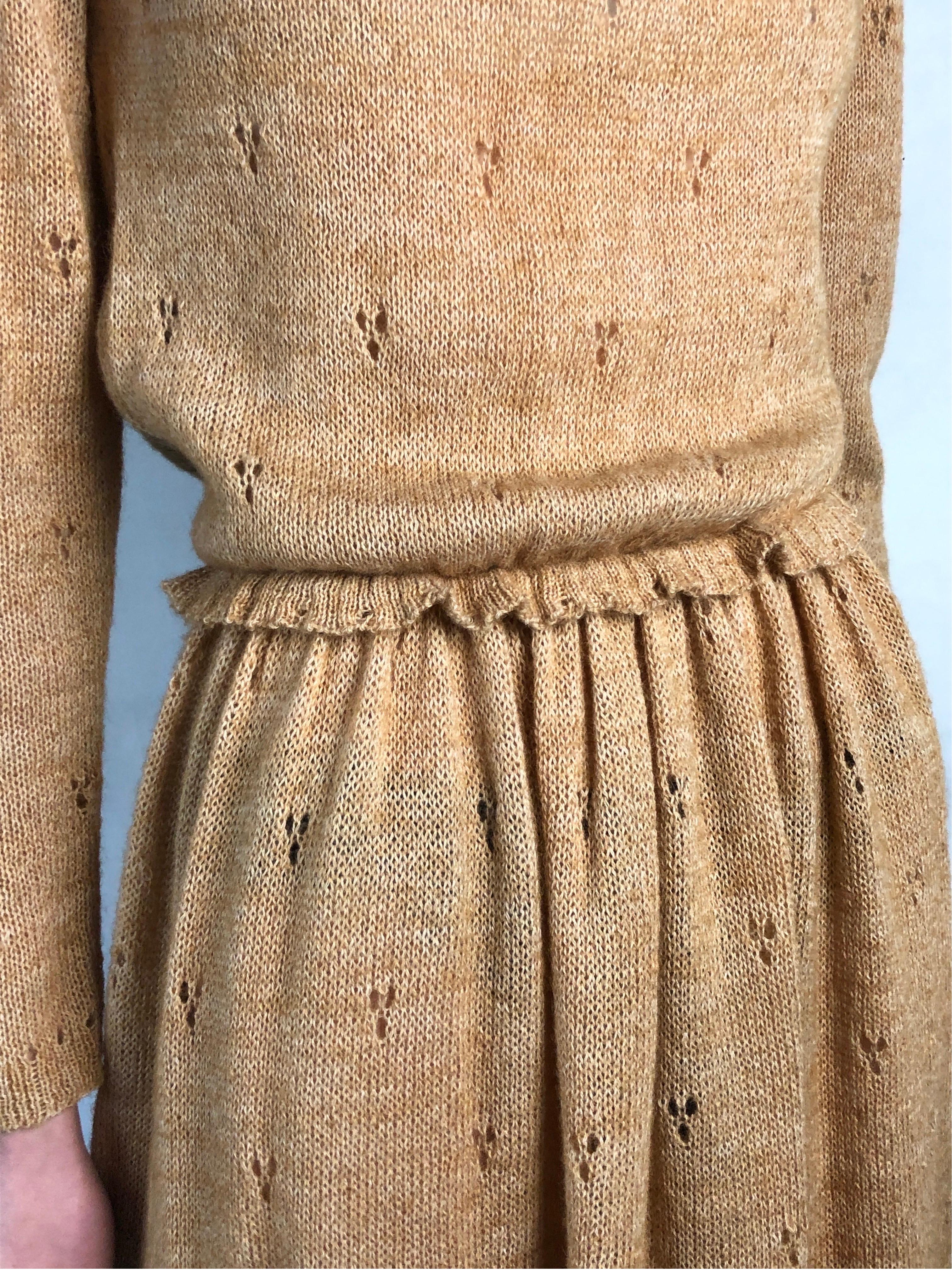 Courreges  mohair Pointelle jersey dress with floral patterns, circa 1970s    For Sale 1