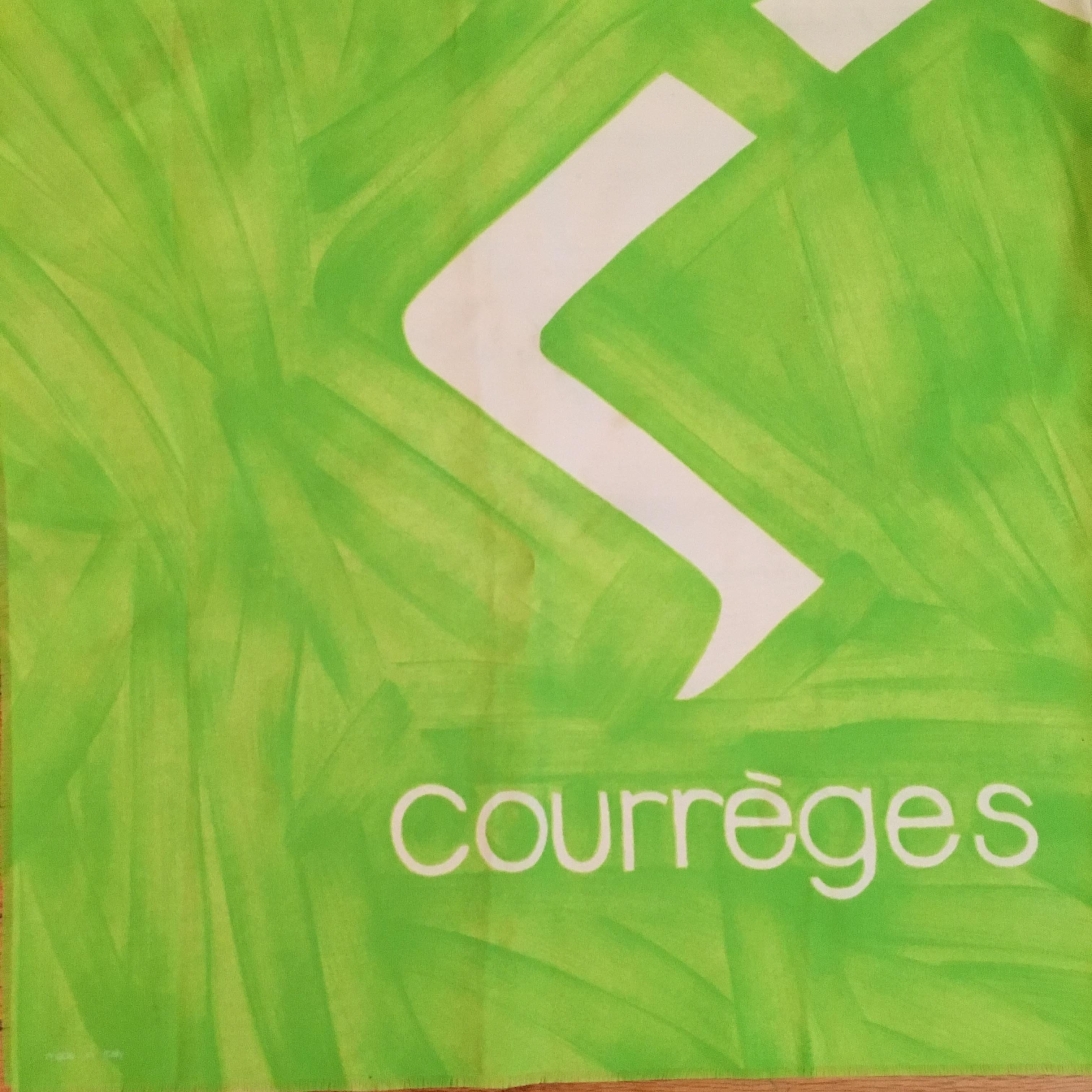 Courreges Neon Green Abstract Man Scarf 1960s For Sale 1
