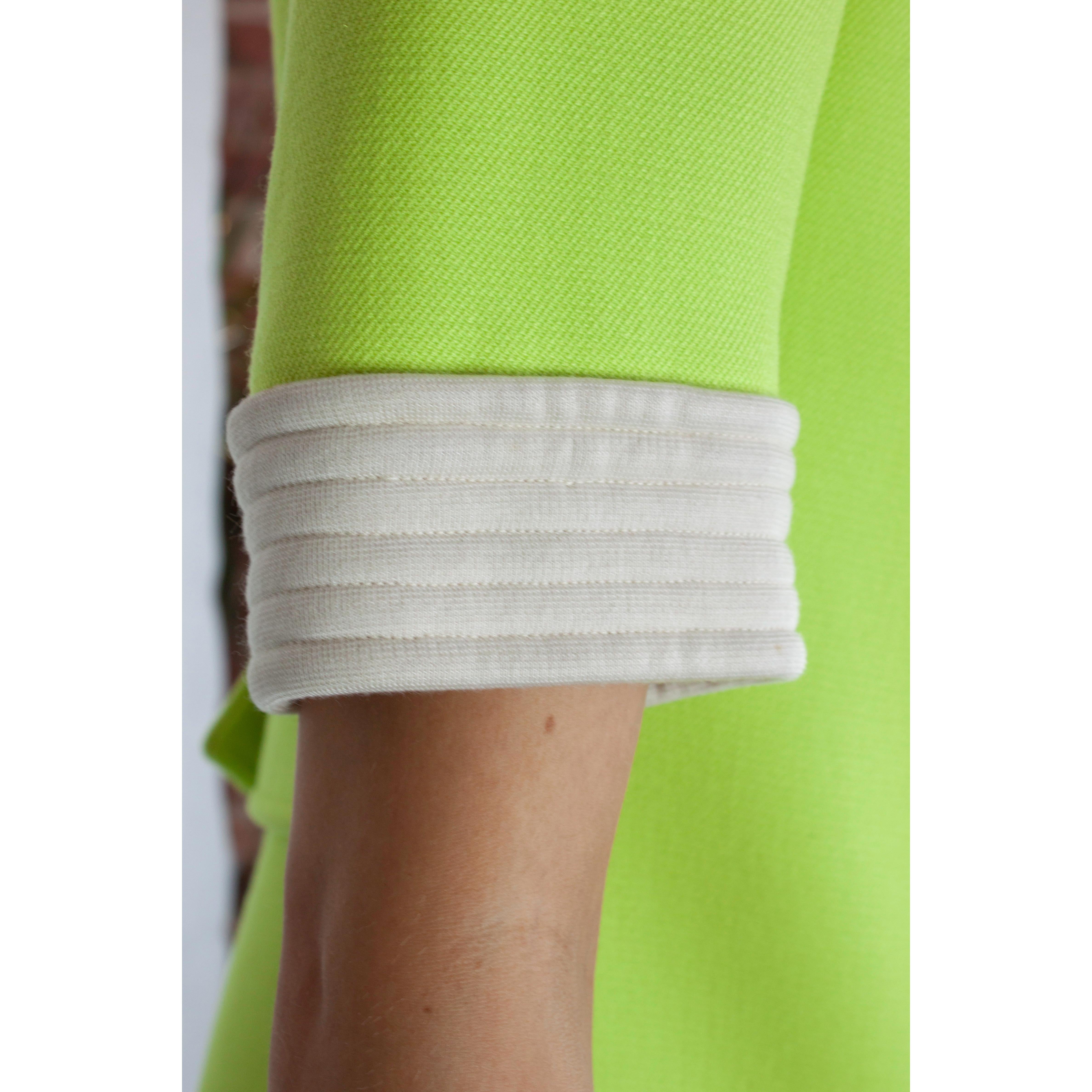 Courrèges numbered lime green and ivory wool dress. circa 1965  4