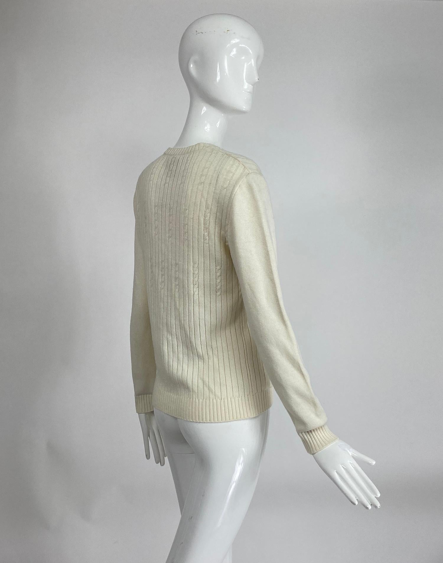 Gray Courreges Off White Ribbed Cardigan Sweater