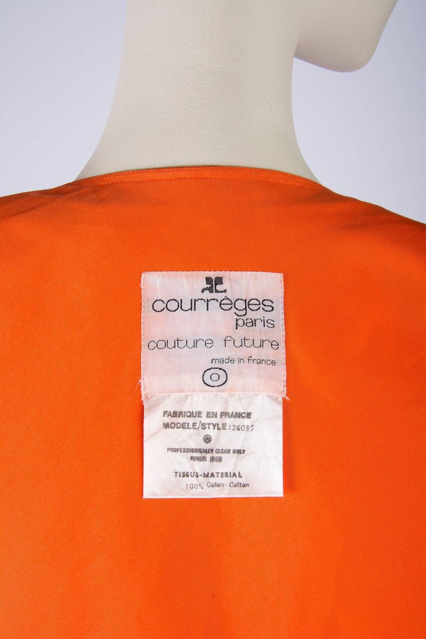Women's or Men's Courreges Orange Corduroy Skirt Set - 1970's Condition For Sale