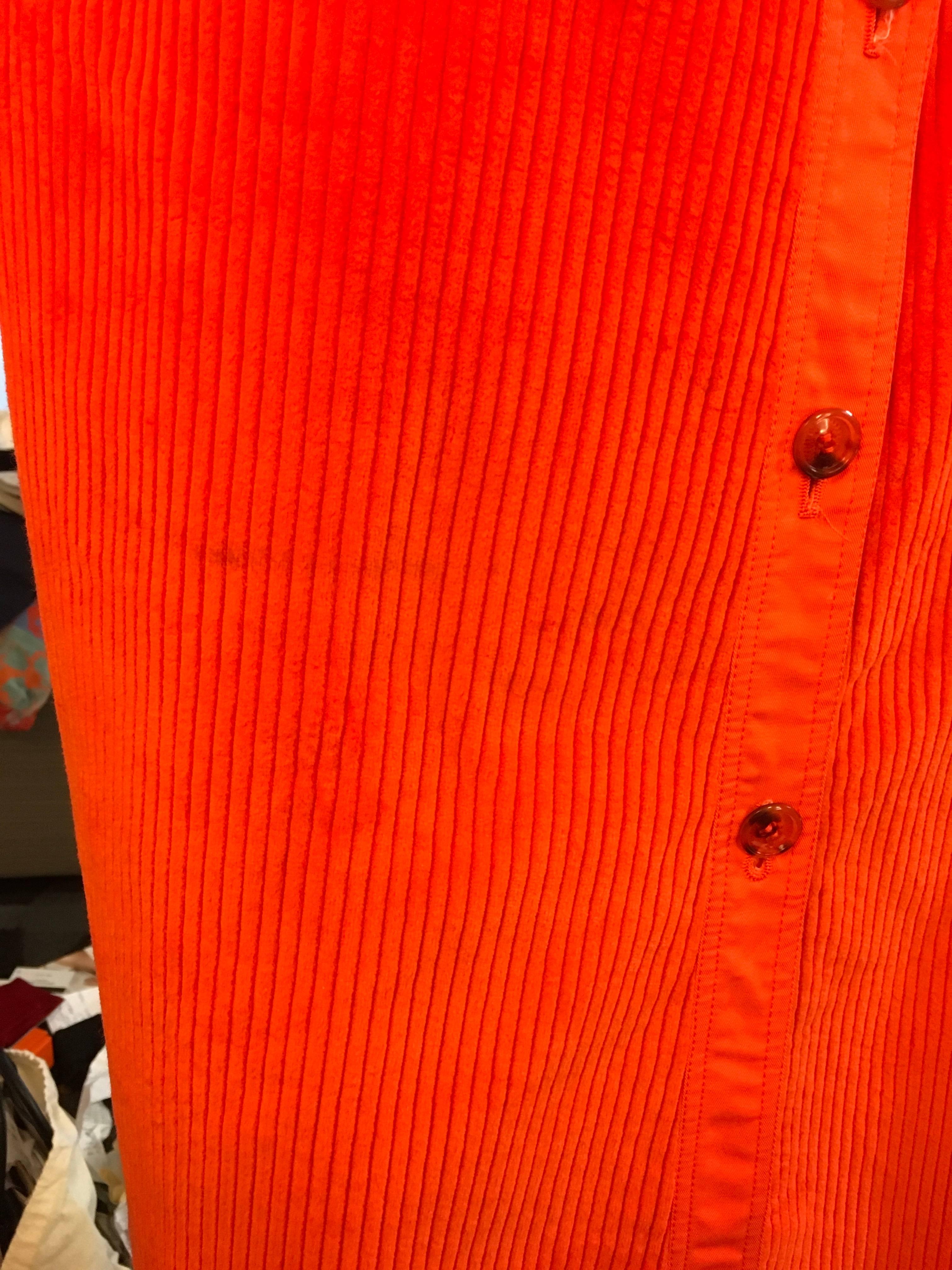 Courreges Orange Corduroy Skirt Set - 1970's Condition For Sale 2