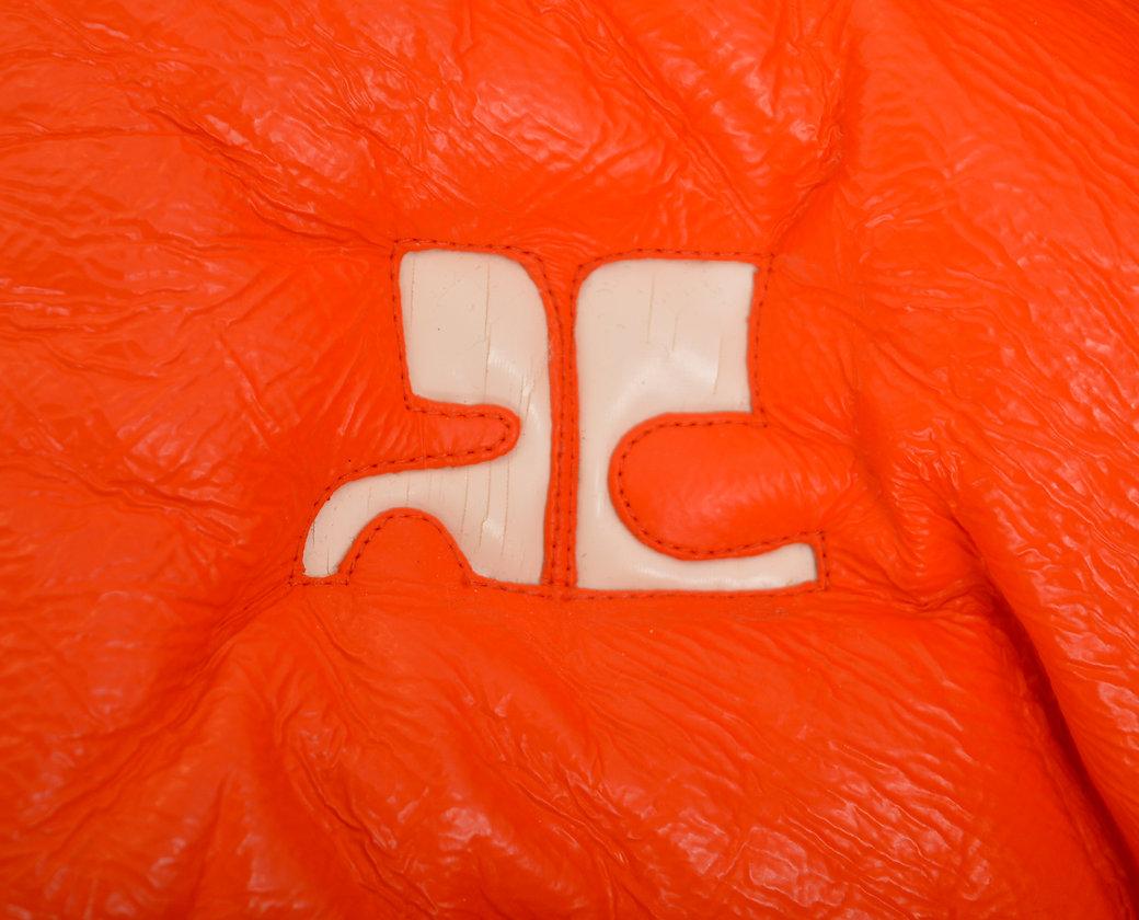 Courrèges Orange Vinyl Cropped Y2K Puffa Jacket Coat  In Good Condition In Sheffield, GB