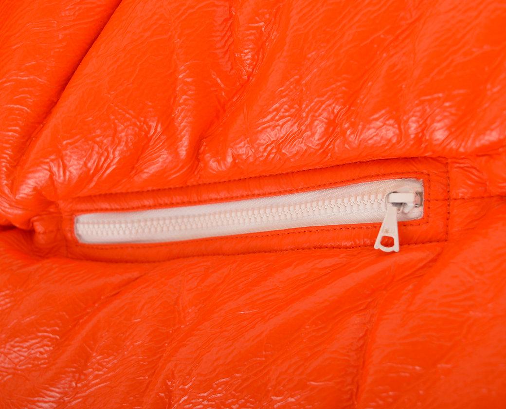 Courrèges Orange Vinyl Cropped Y2K Puffa Jacket Coat  1
