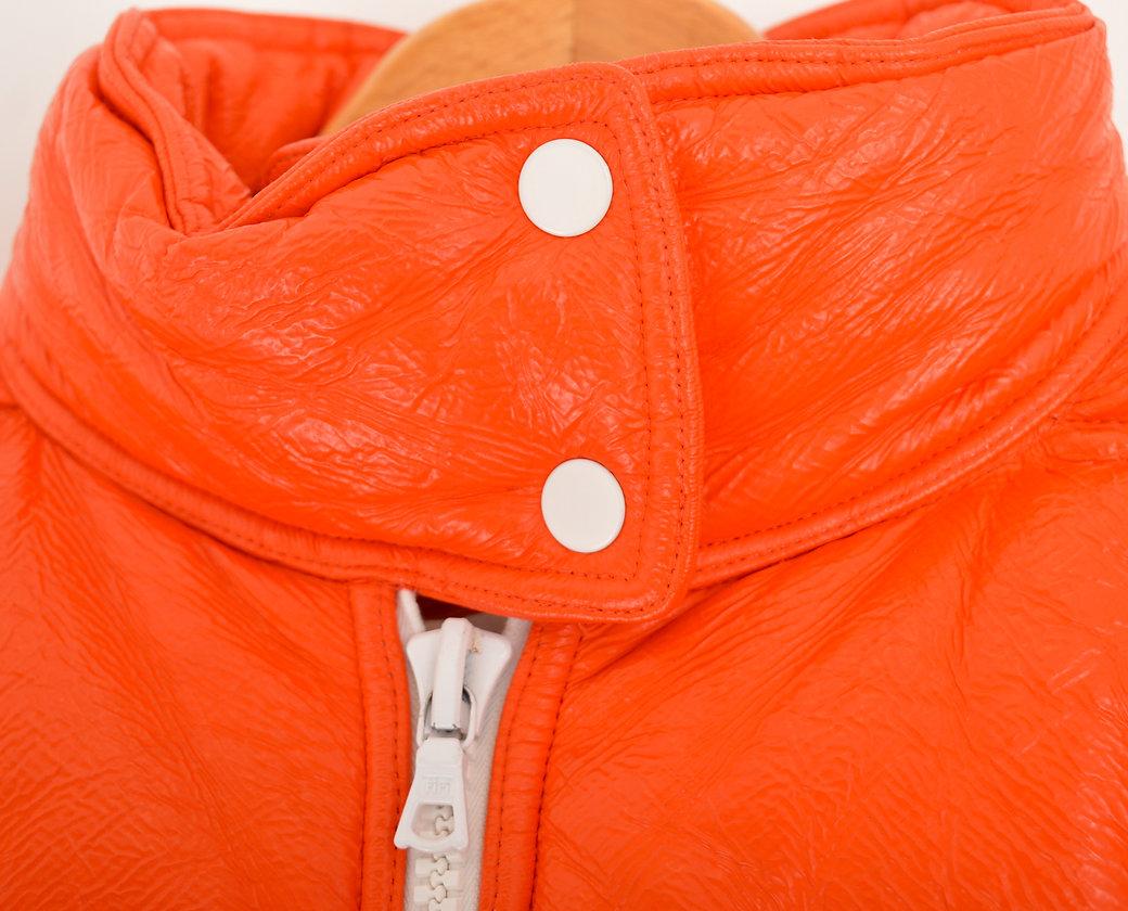 Courrèges Orange Vinyl Cropped Y2K Puffa Jacket Coat  2